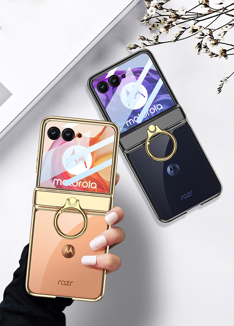 Compatible with MOTO Razr 70 phone case 60/50 Ultra transparent electroplated hinge ring case film full coverage drop protection