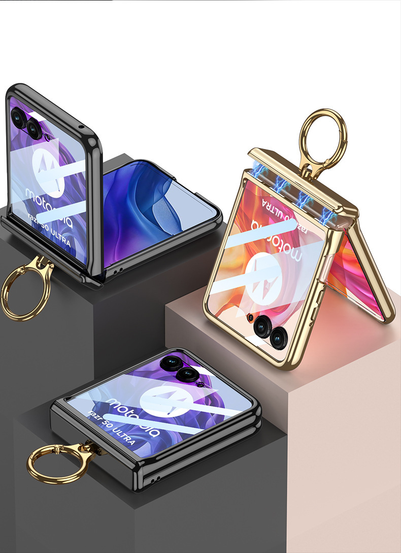 Compatible with MOTO Razr 70 phone case 60/50 Ultra transparent electroplated hinge ring case film full coverage drop protection