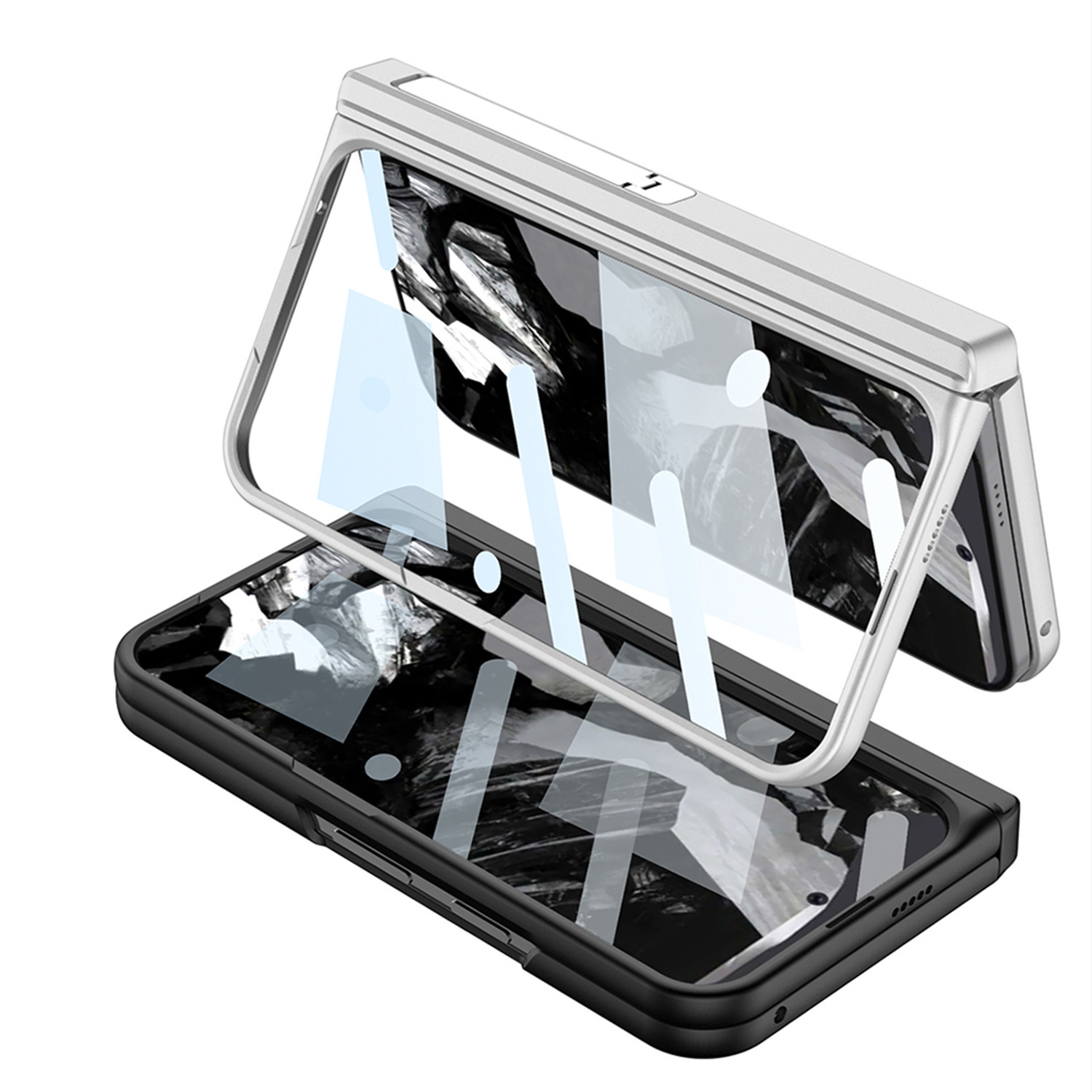 Compatible with Google Pixel 9 Pro Fold phone case, magnetic hinge stand, card holder, folding protective case