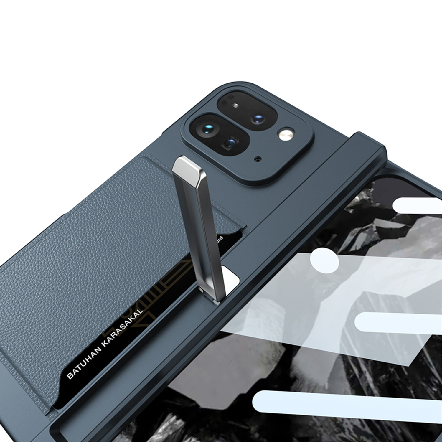 Compatible with Google Pixel 9 Pro Fold phone case, magnetic hinge stand, card holder, folding protective case