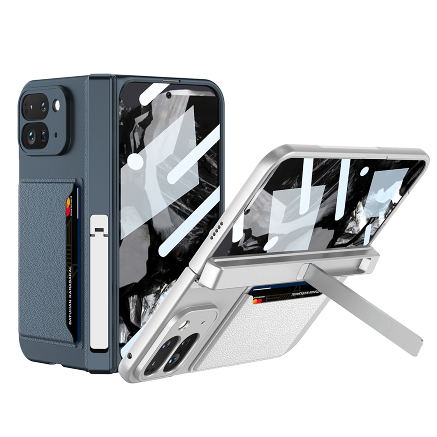 Compatible with Google Pixel 9 Pro Fold phone case, magnetic hinge stand, card holder, folding protective case