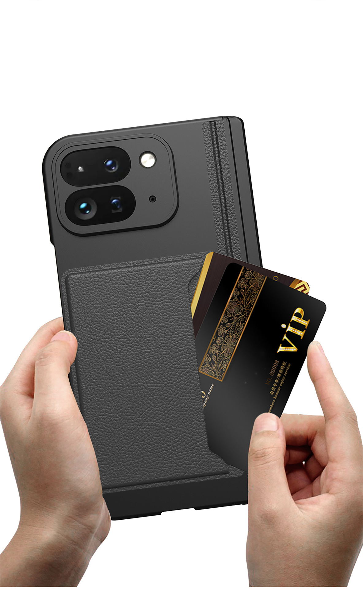 Compatible with Google Pixel 9 Pro Fold phone case, magnetic hinge stand, card holder, folding protective case