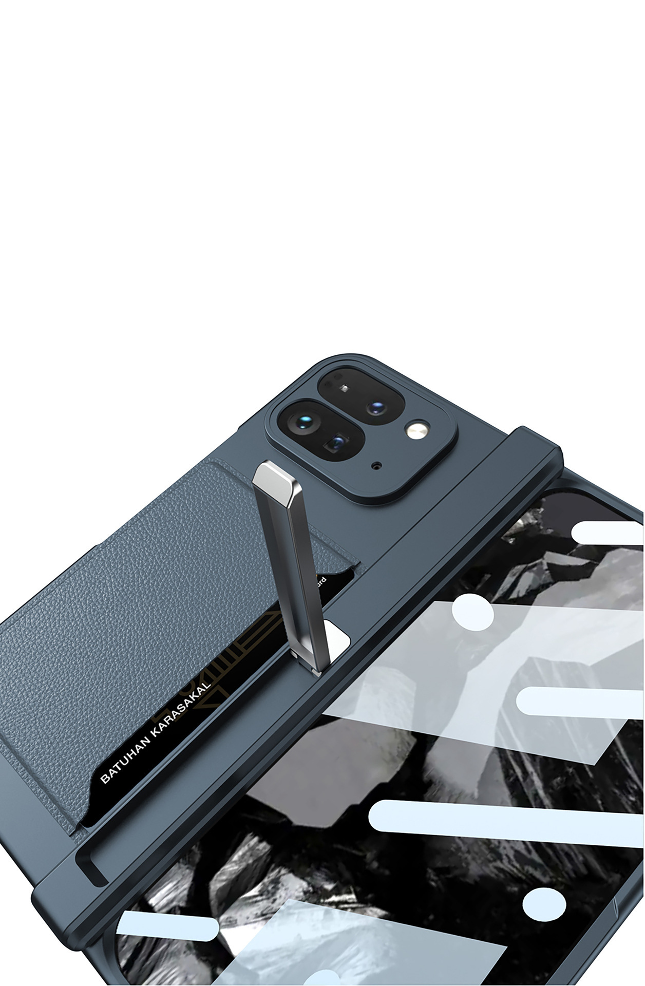 Compatible with Google Pixel 9 Pro Fold phone case, magnetic hinge stand, card holder, folding protective case