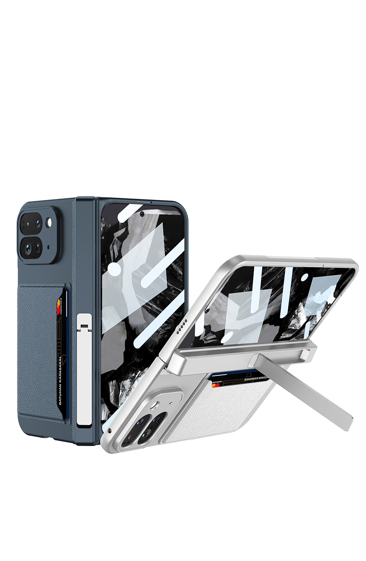 Compatible with Google Pixel 9 Pro Fold phone case, magnetic hinge stand, card holder, folding protective case