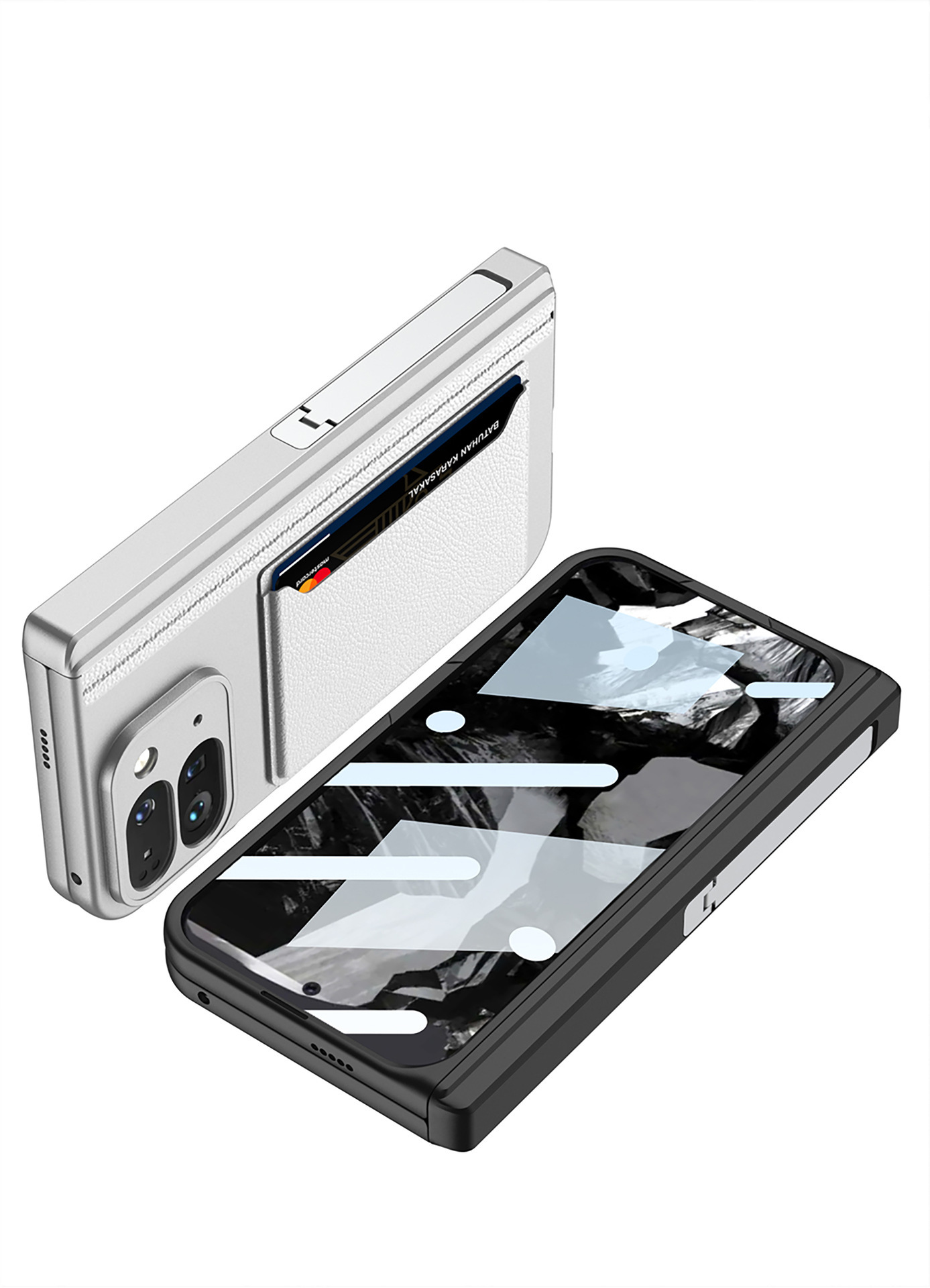 Compatible with Google Pixel 9 Pro Fold phone case, magnetic hinge stand, card holder, folding protective case