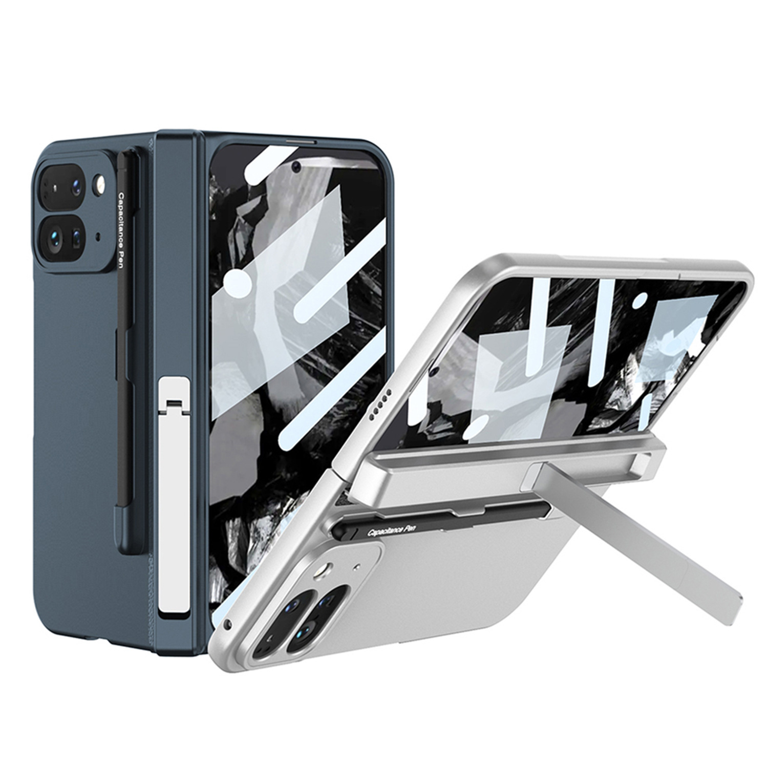 Compatible with Google Pixel 9 Pro Fold phone case, magnetic hinge stand, pen slot, Fold2 case, full-coverage case.