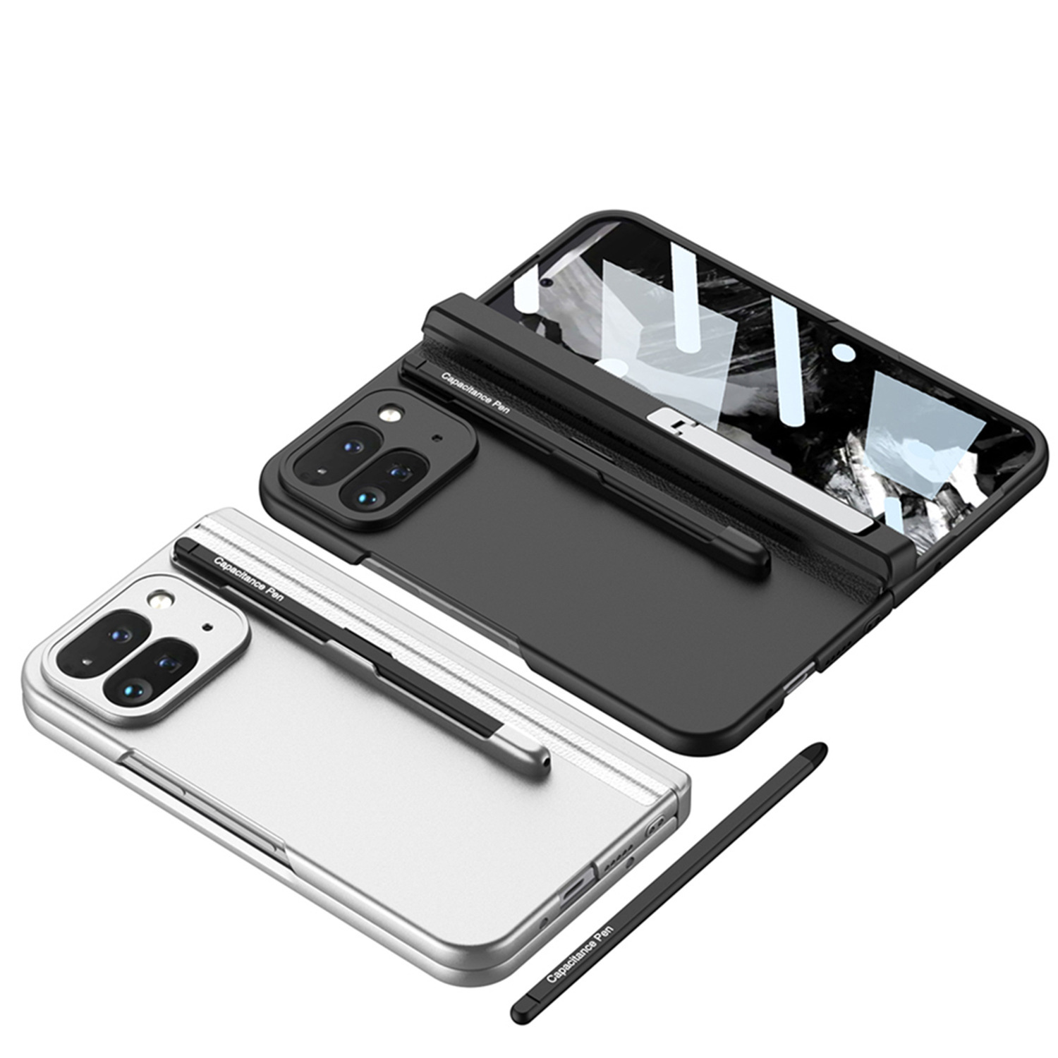Compatible with Google Pixel 9 Pro Fold phone case, magnetic hinge stand, pen slot, Fold2 case, full-coverage case.
