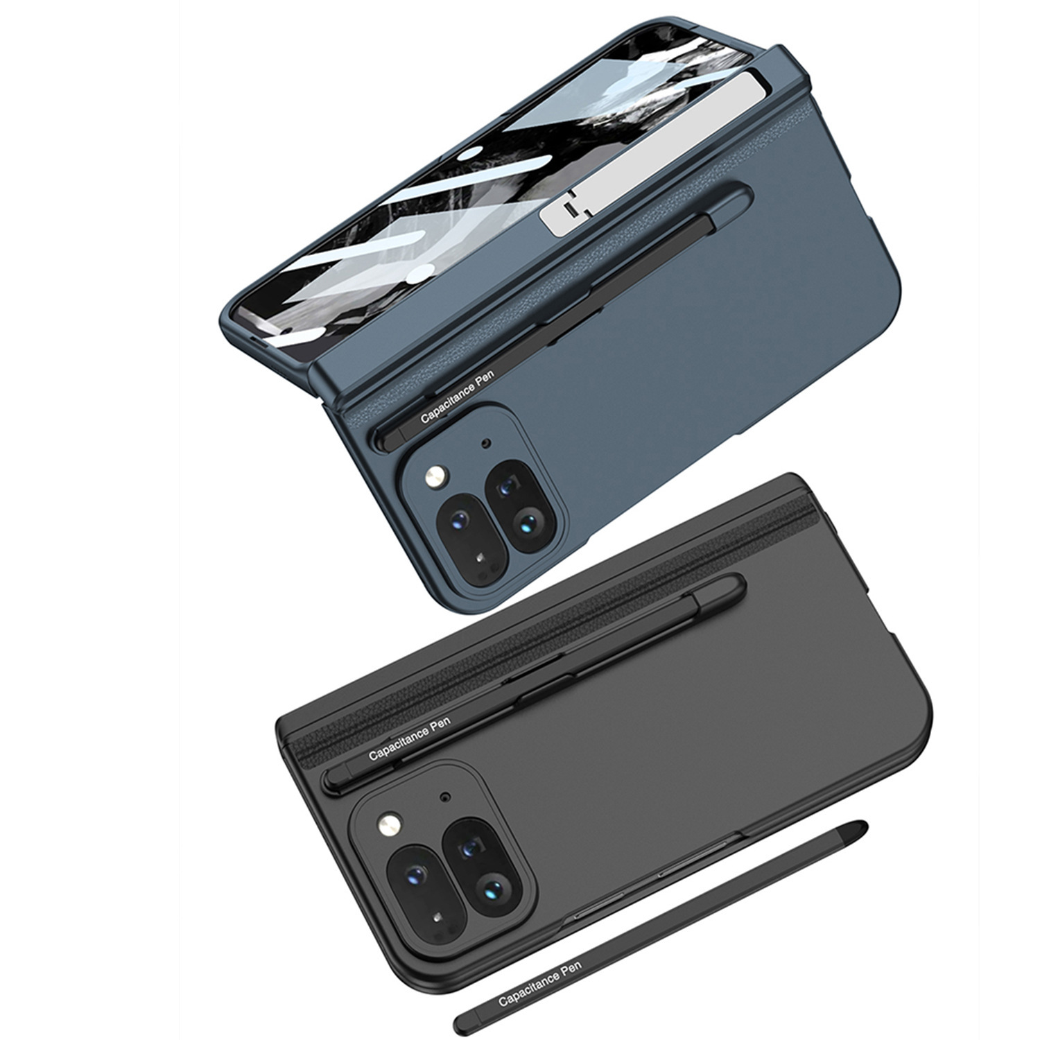 Compatible with Google Pixel 9 Pro Fold phone case, magnetic hinge stand, pen slot, Fold2 case, full-coverage case.