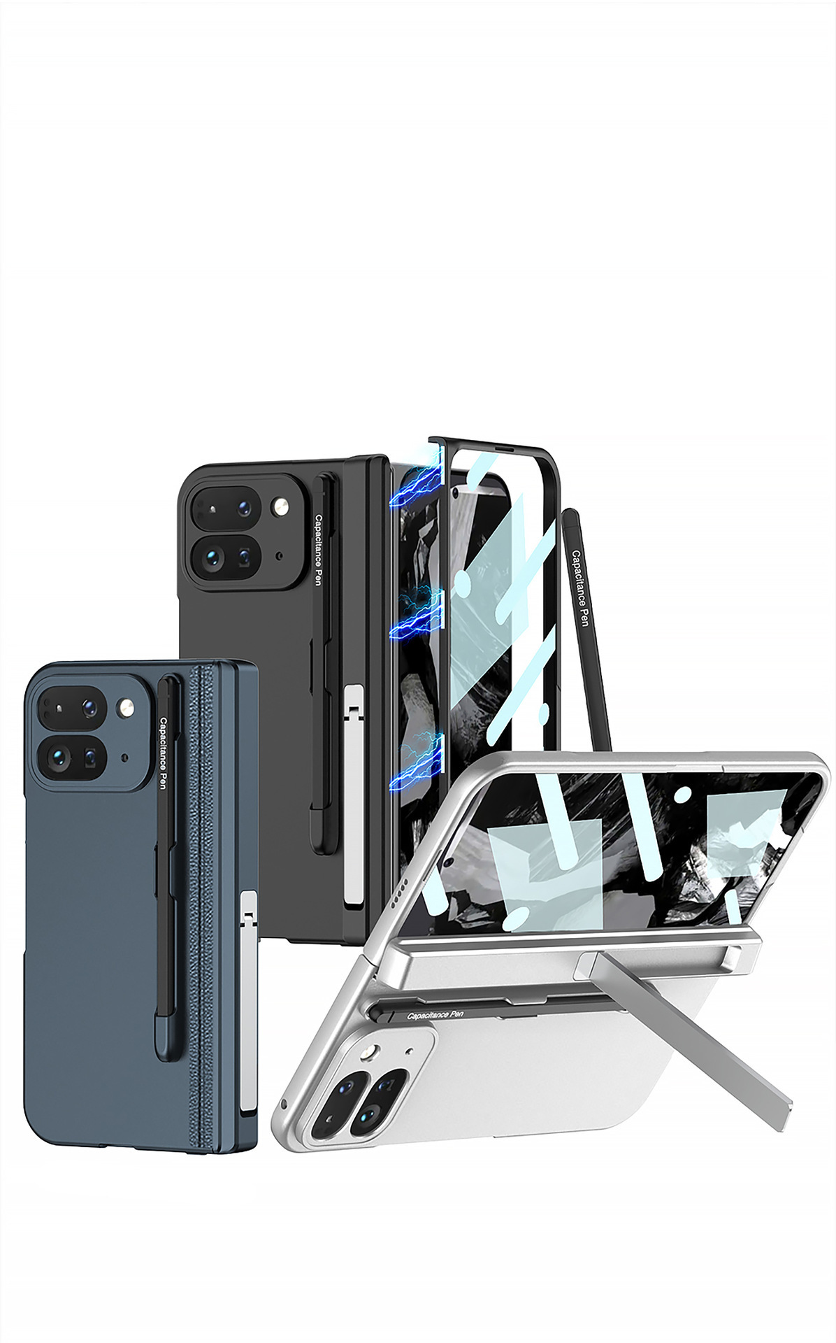 Compatible with Google Pixel 9 Pro Fold phone case, magnetic hinge stand, pen slot, Fold2 case, full-coverage case.