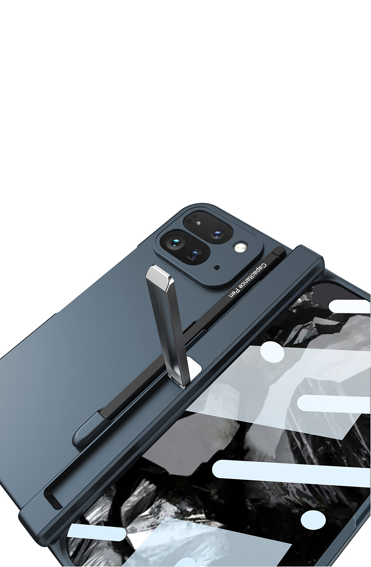 Compatible with Google Pixel 9 Pro Fold phone case, magnetic hinge stand, pen slot, Fold2 case, full-coverage case.