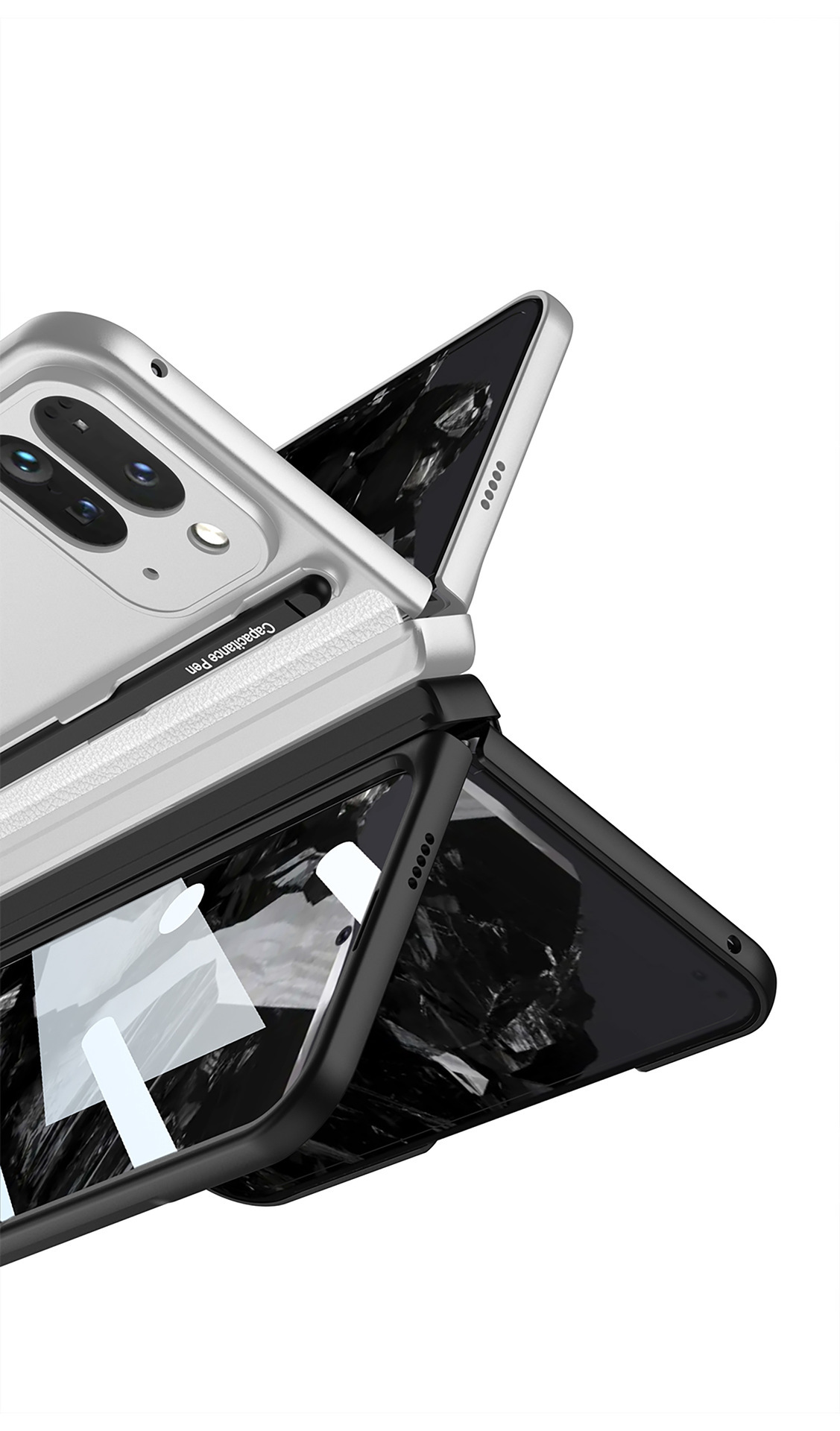 Compatible with Google Pixel 9 Pro Fold phone case, magnetic hinge stand, pen slot, Fold2 case, full-coverage case.