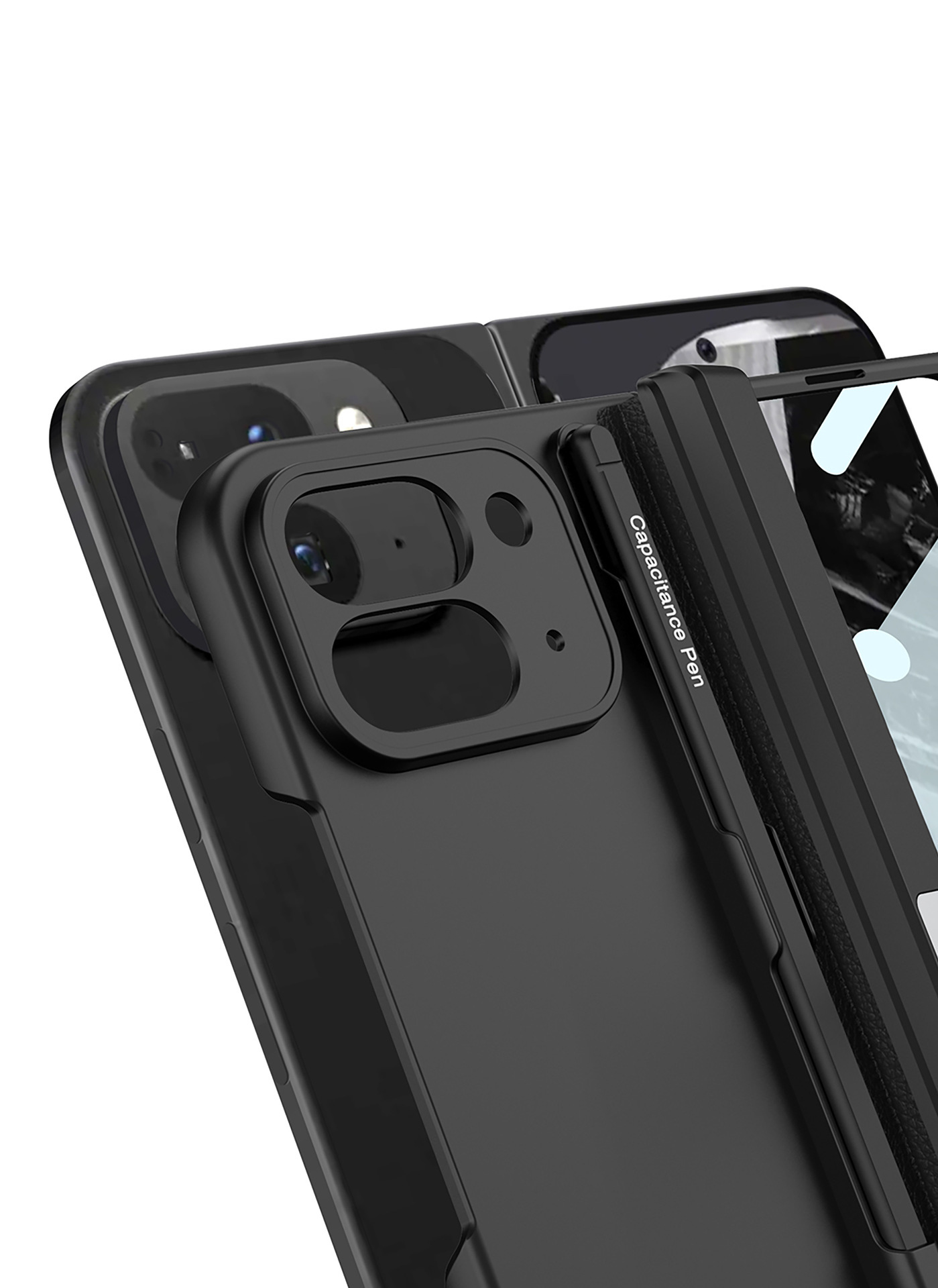 Compatible with Google Pixel 9 Pro Fold phone case, magnetic hinge stand, pen slot, Fold2 case, full-coverage case.