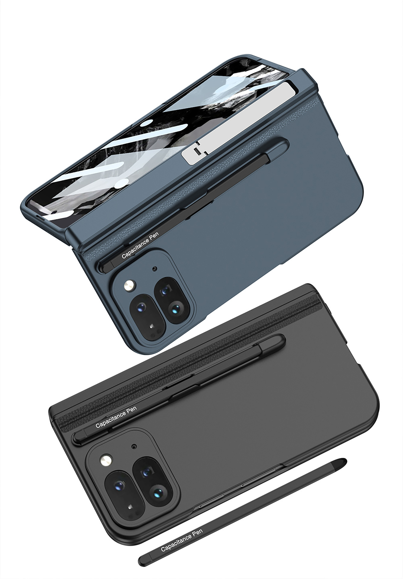 Compatible with Google Pixel 9 Pro Fold phone case, magnetic hinge stand, pen slot, Fold2 case, full-coverage case.
