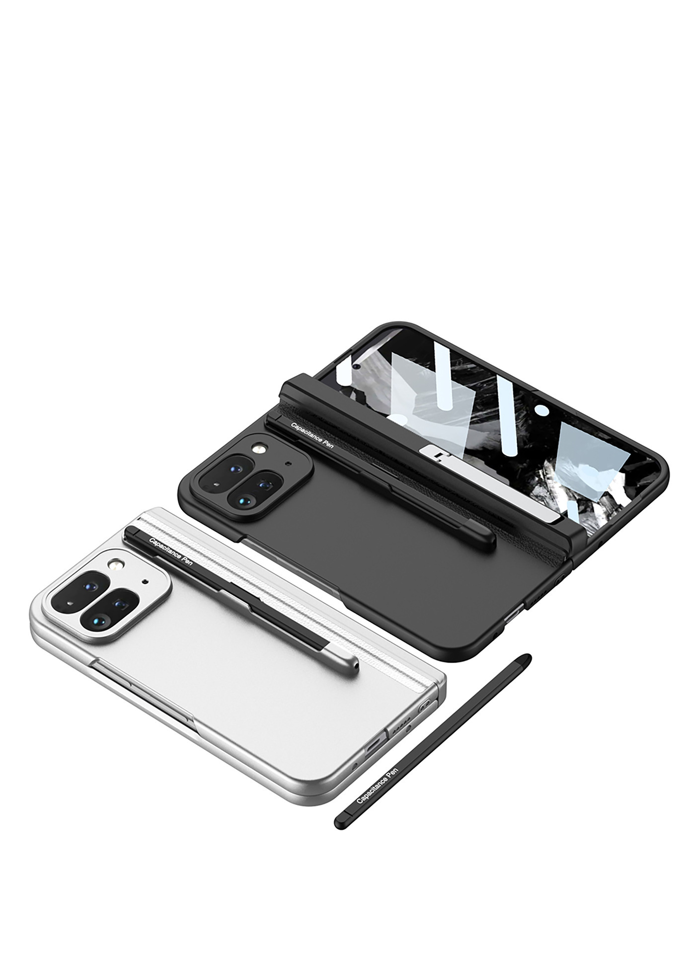 Compatible with Google Pixel 9 Pro Fold phone case, magnetic hinge stand, pen slot, Fold2 case, full-coverage case.