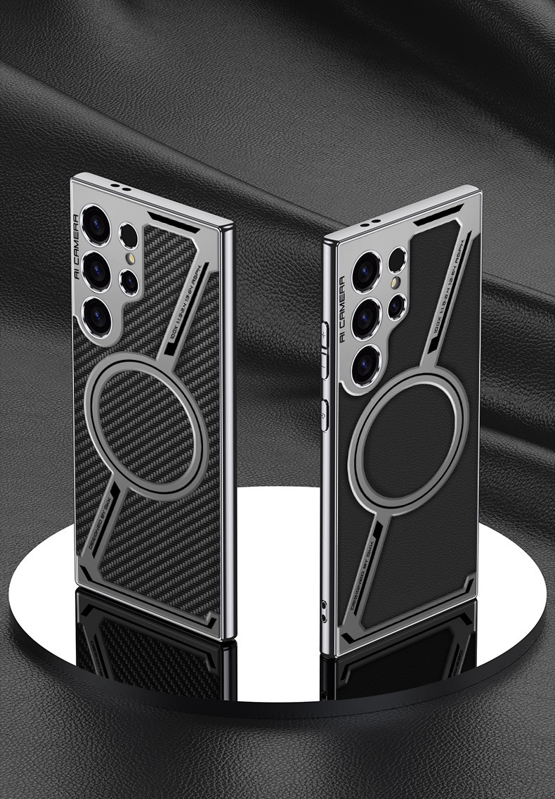 Compatible with Samsung S26/25 Ultra phone case, 24 Ultra electroplated leather, built-in magnetic ring, full-coverage protective case.