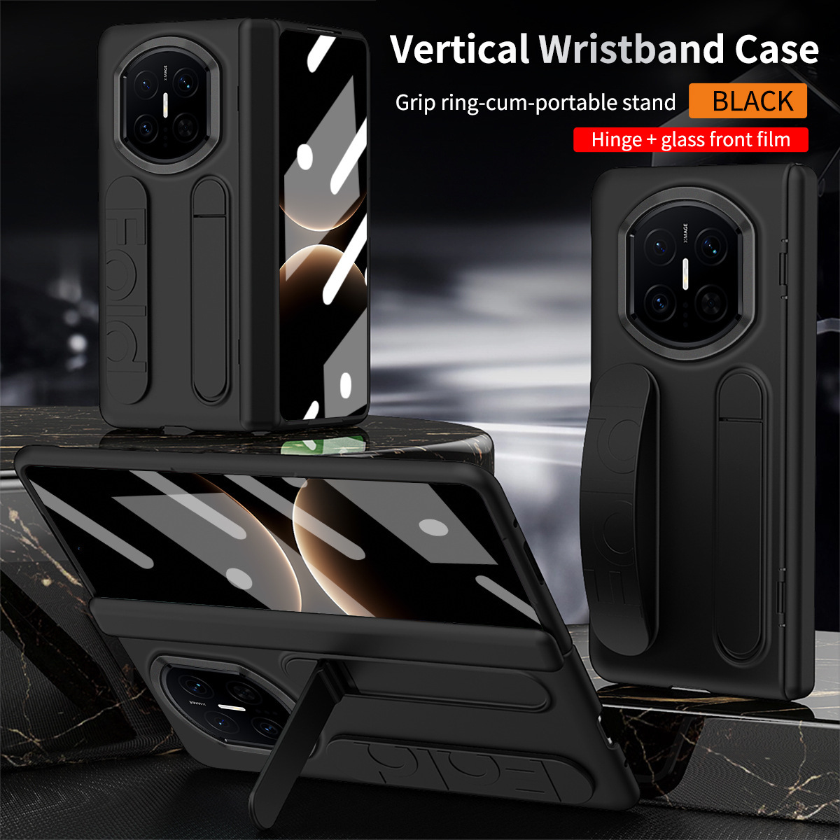 Compatible with Huawei Mate X7/X6 phone case, X5 foldable screen stand, wrist strap case, screen protector, hinge, X3 full-coverage protective case