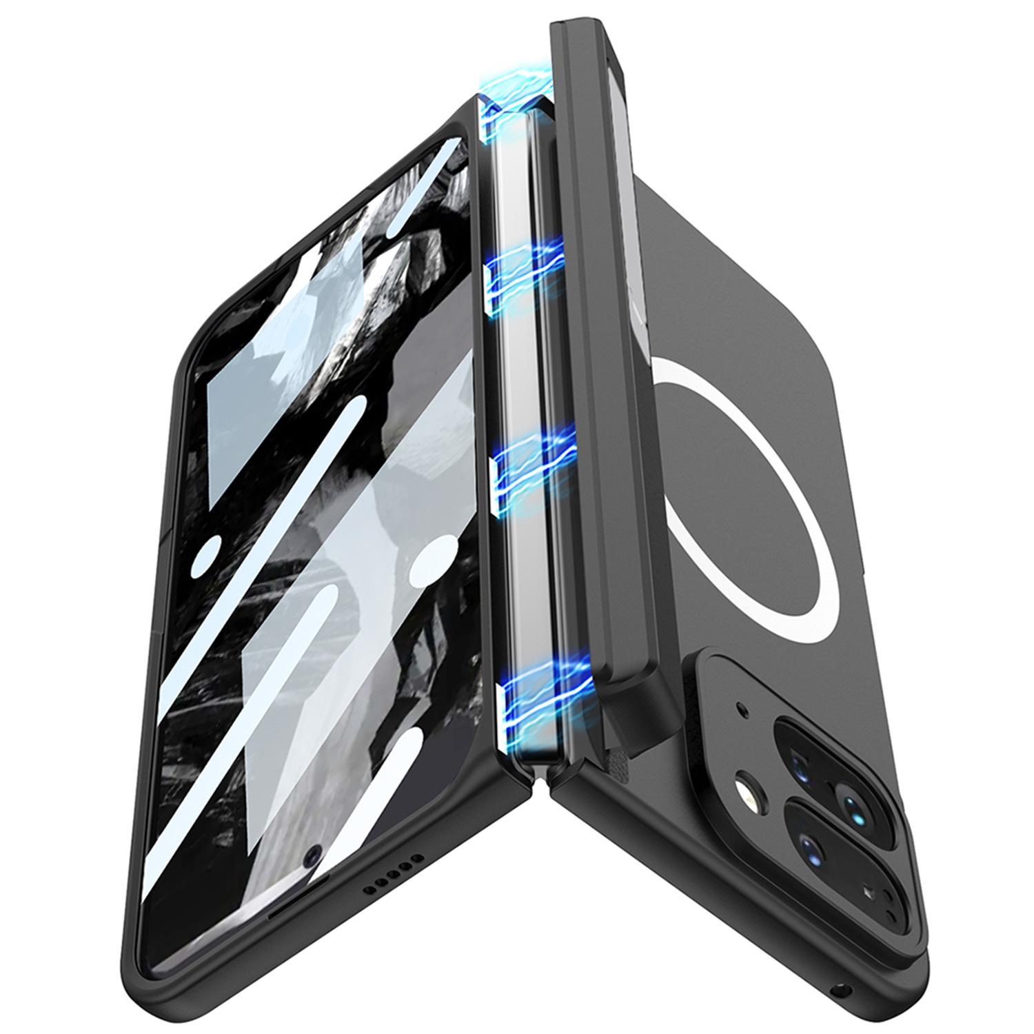 Compatible with Google Pixel 9 Pro Fold phone case, foldable screen, magnetic hinge stand, full-coverage protective case