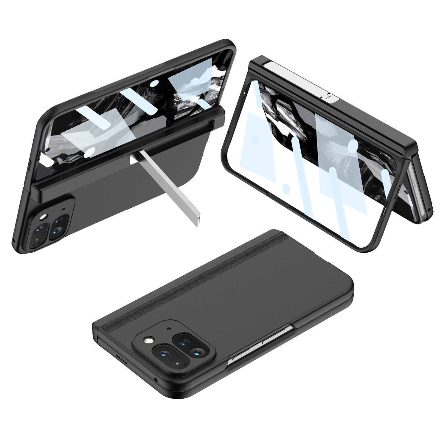 Compatible with Google Pixel 9 Pro Fold phone case, foldable screen, magnetic hinge stand, full-coverage protective case