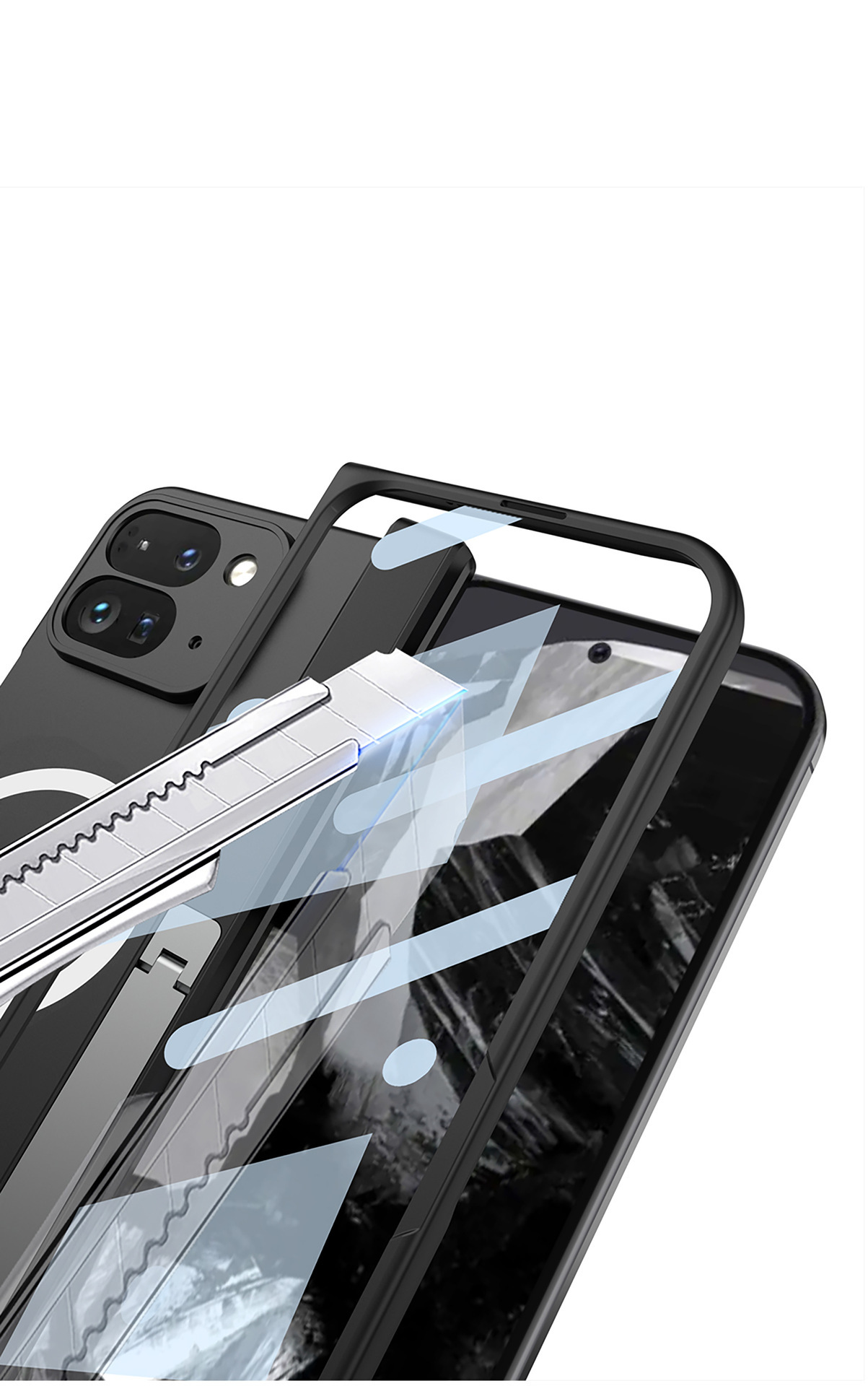 Compatible with Google Pixel 9 Pro Fold phone case, foldable screen, magnetic hinge stand, full-coverage protective case