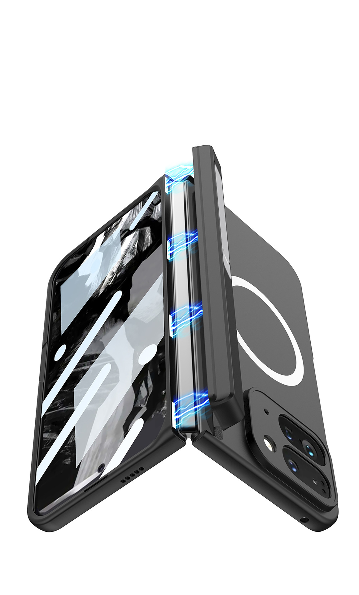 Compatible with Google Pixel 9 Pro Fold phone case, foldable screen, magnetic hinge stand, full-coverage protective case