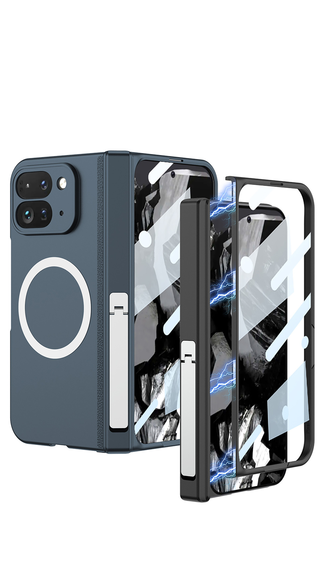 Compatible with Google Pixel 9 Pro Fold phone case, foldable screen, magnetic hinge stand, full-coverage protective case