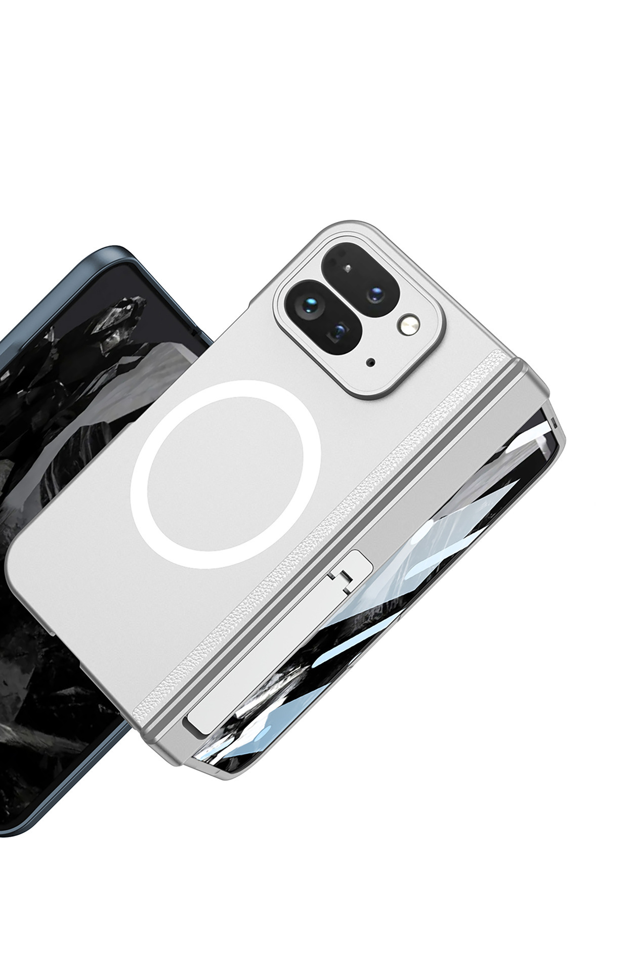 Compatible with Google Pixel 9 Pro Fold phone case, foldable screen, magnetic hinge stand, full-coverage protective case
