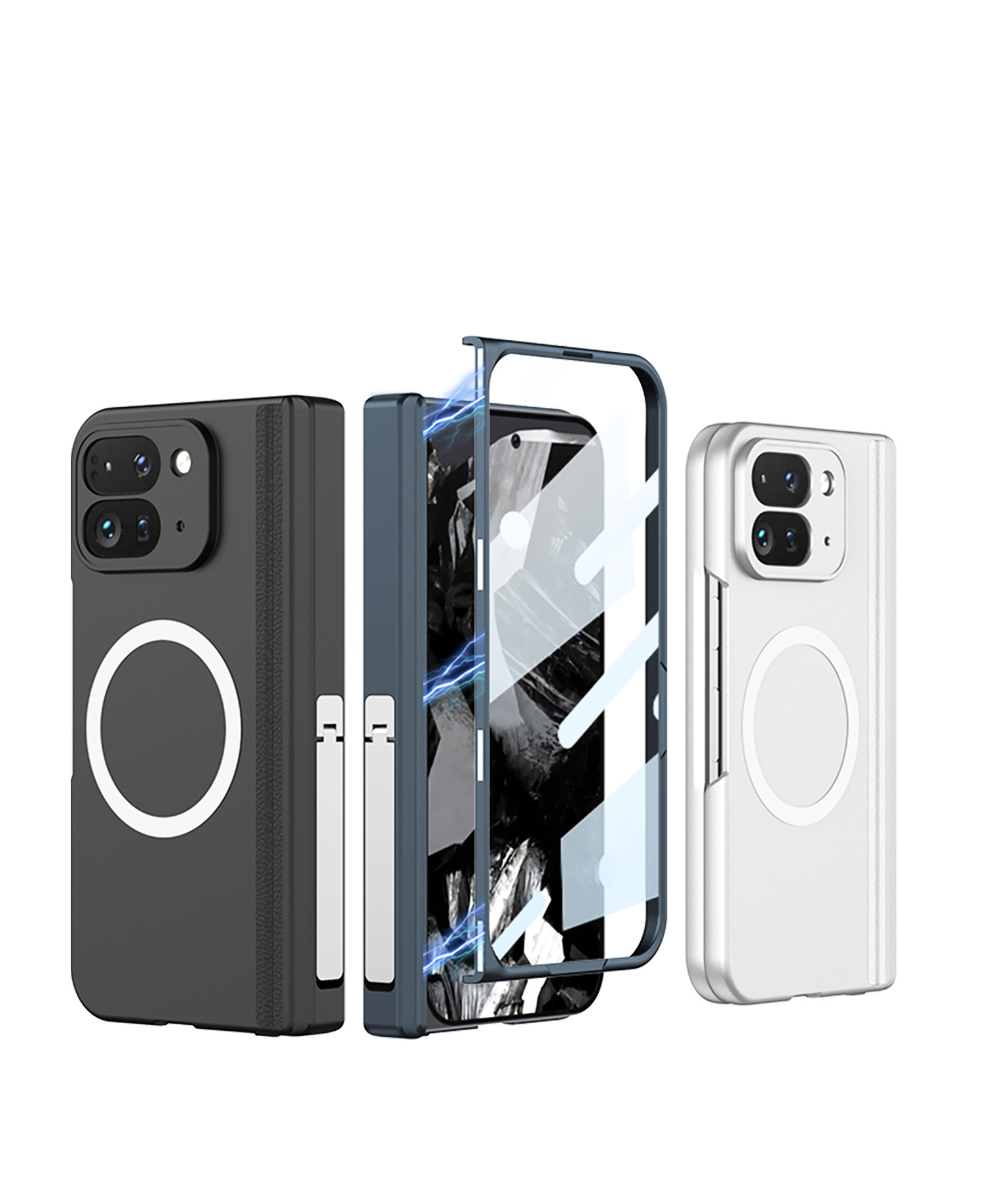 Compatible with Google Pixel 9 Pro Fold phone case, foldable screen, magnetic hinge stand, full-coverage protective case
