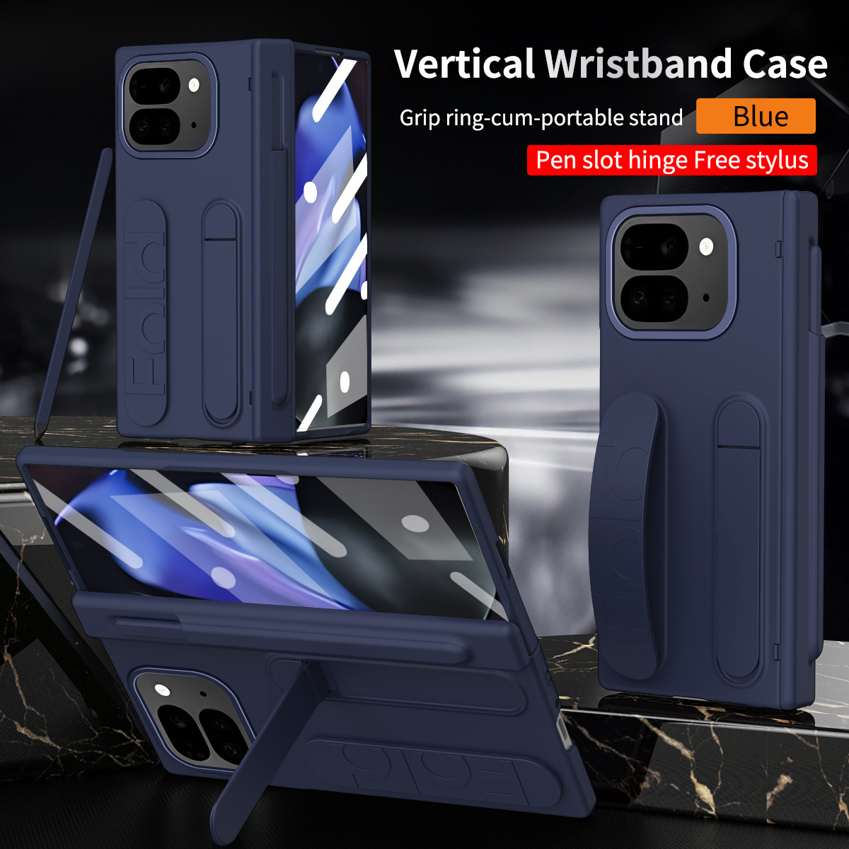 Compatible with Google 11 Pro Fold phone case, Pixel 10/9 stand, wrist strap case, screen protector, hinge, and foldable screen protector.