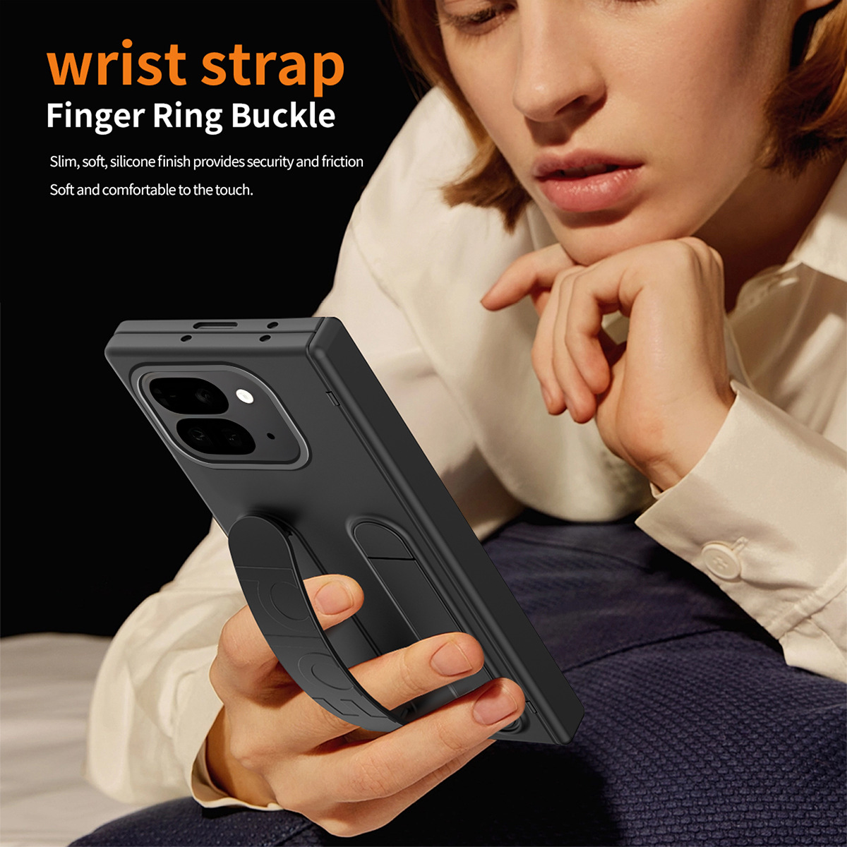 Compatible with Google 11 Pro Fold phone case, Pixel 10/9 stand, wrist strap case, screen protector, hinge, and foldable screen protector.