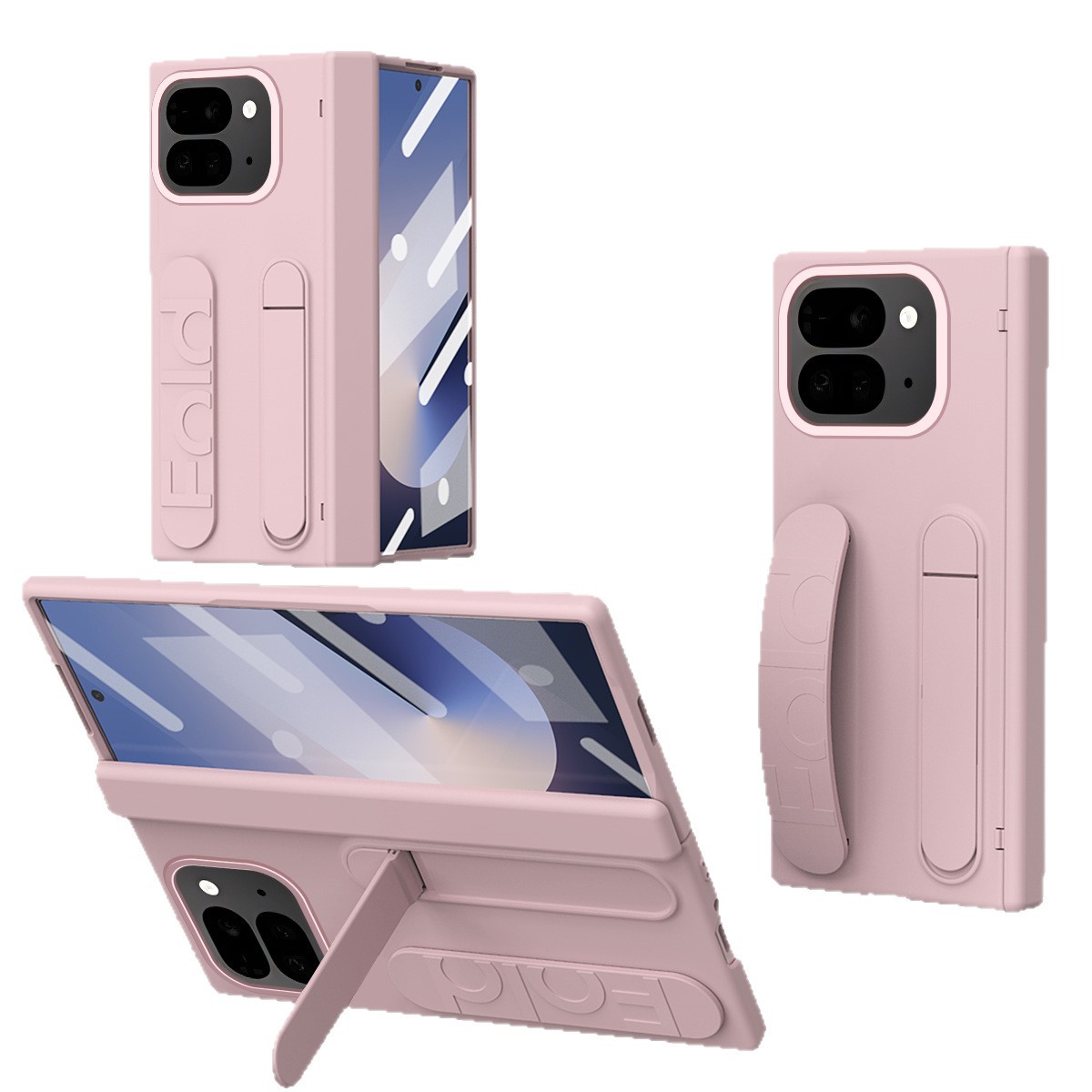 Compatible with Google 11 Pro Fold phone case, Pixel 10/9 stand, wrist strap case, screen protector, hinge, and foldable screen protector.