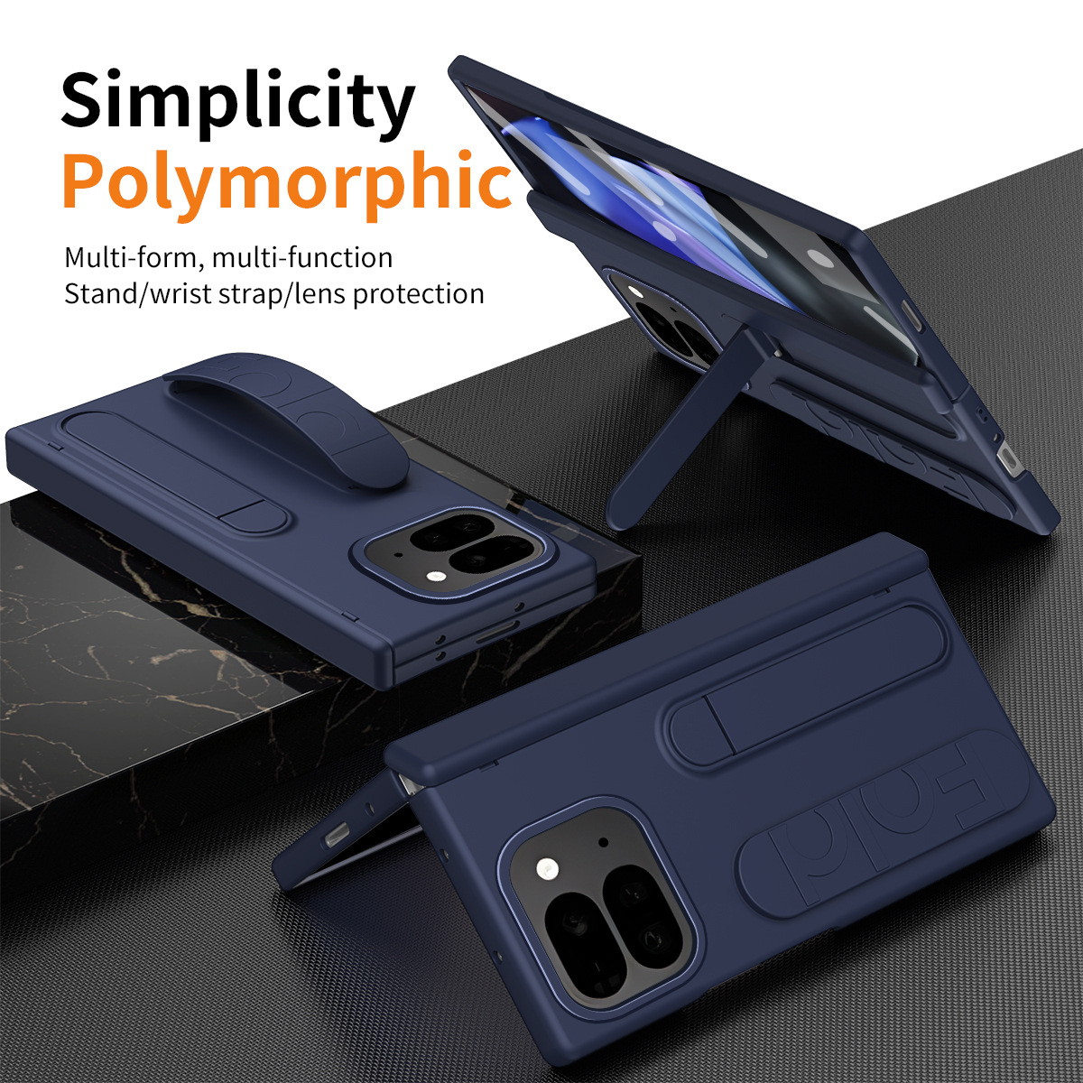 Compatible with Google 11 Pro Fold phone case, Pixel 10/9 stand, wrist strap case, screen protector, hinge, and foldable screen protector.