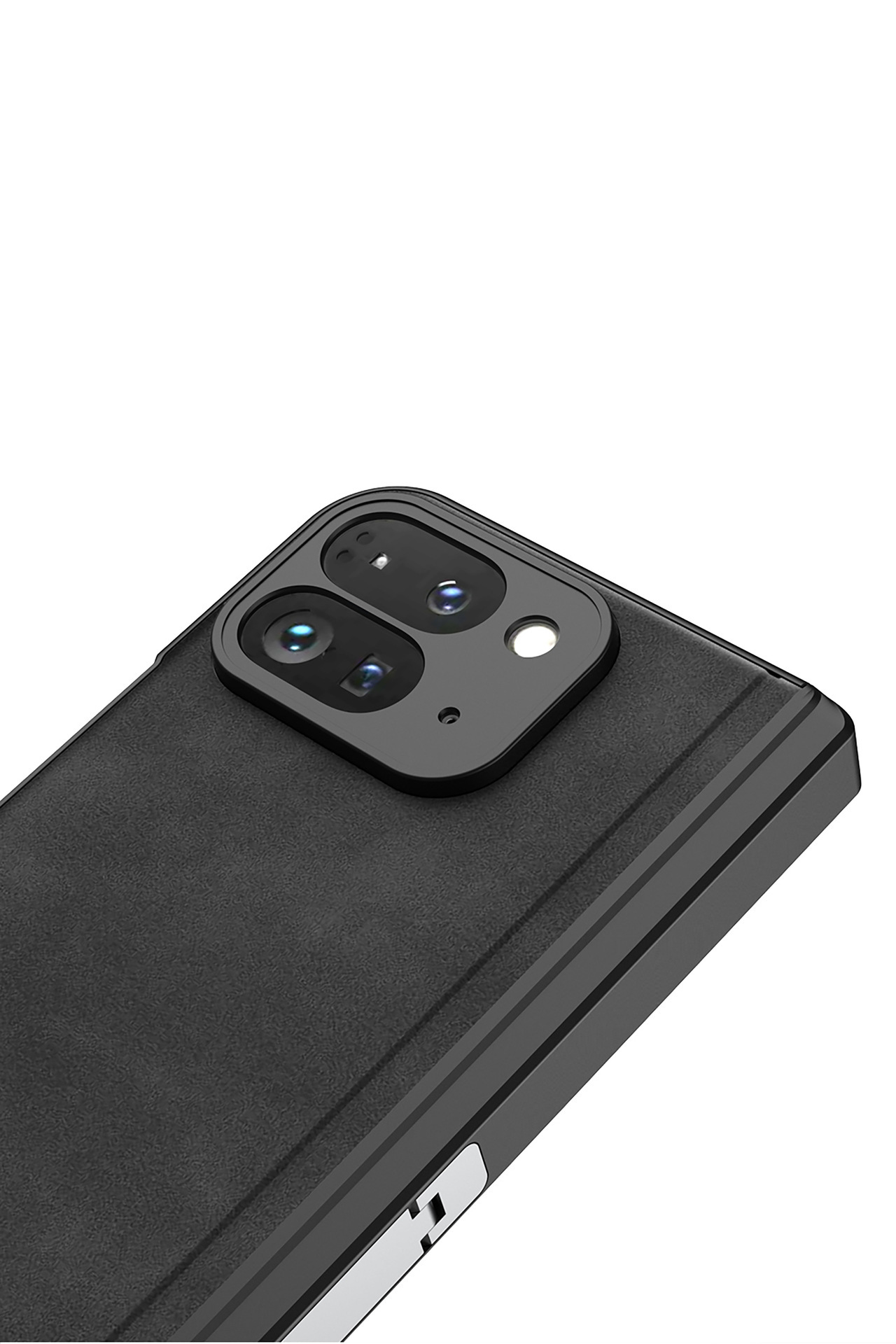 Compatible Google Pixel 9 Pro Fold phone case, vegan leather, magnetic hinge, stand, full-coverage protective case.