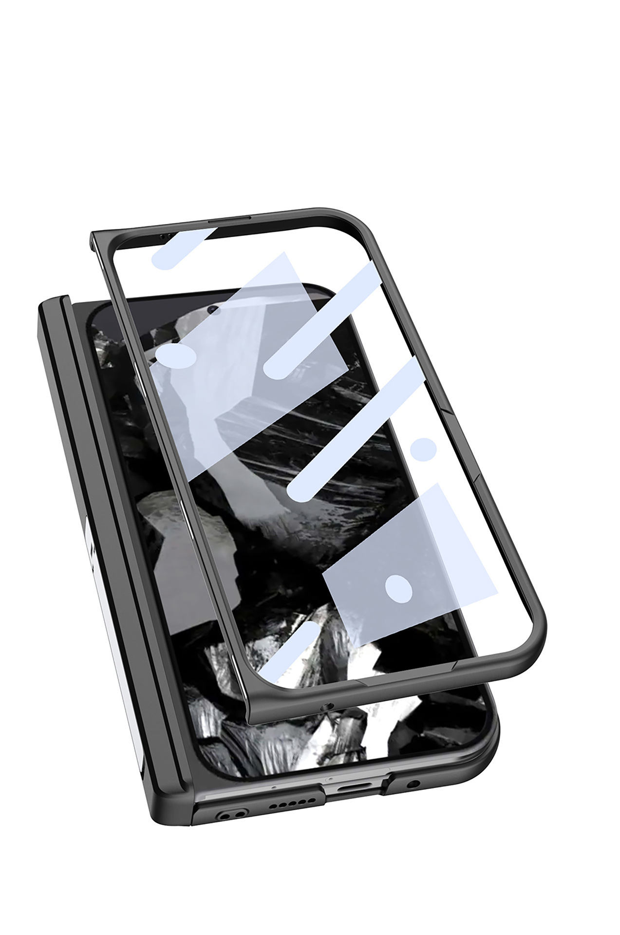 Compatible Google Pixel 9 Pro Fold phone case, vegan leather, magnetic hinge, stand, full-coverage protective case.