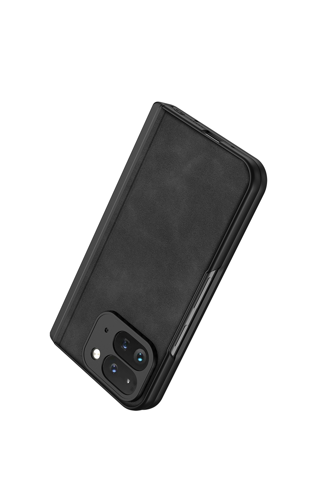 Compatible Google Pixel 9 Pro Fold phone case, vegan leather, magnetic hinge, stand, full-coverage protective case.