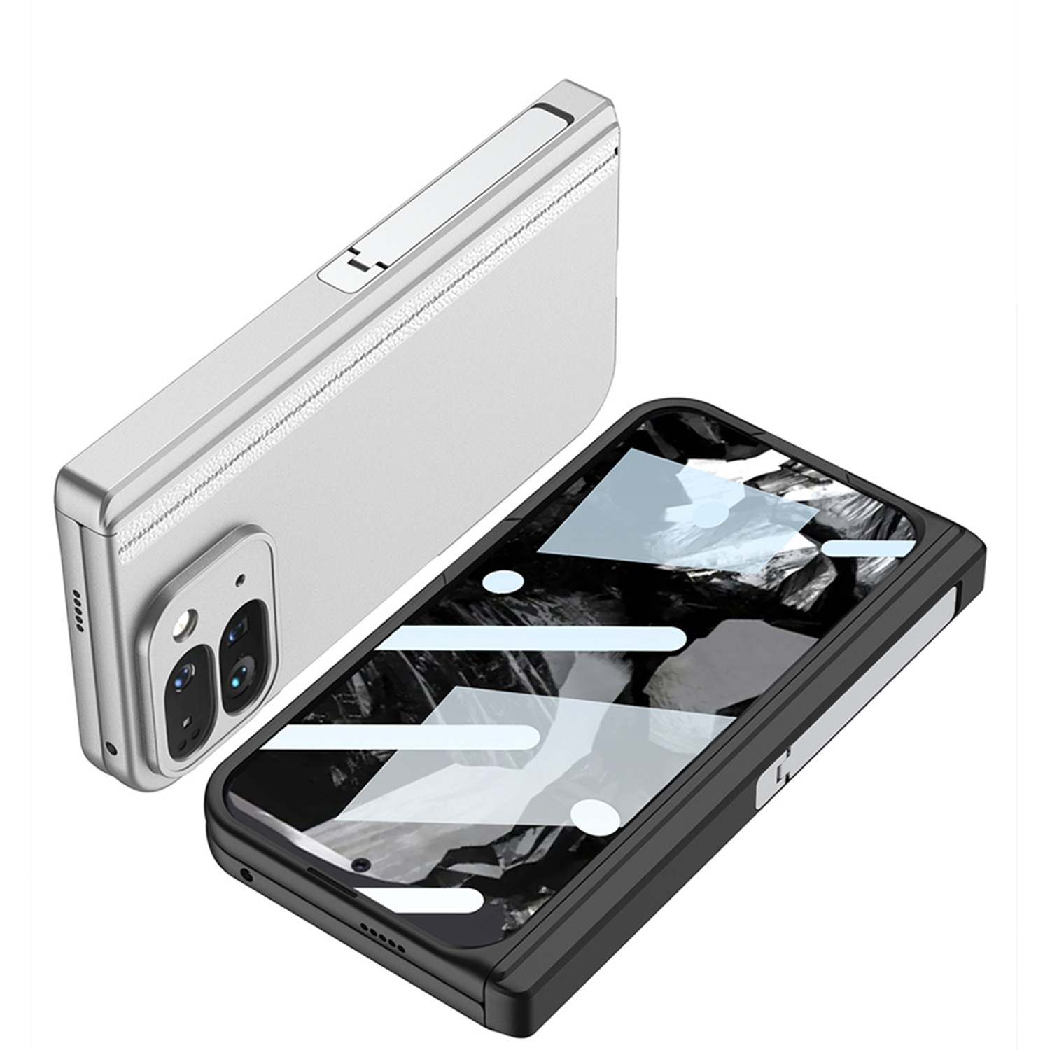 Compatible with Google Pixel 9 Pro Fold phone case, side bracket, hinge, magnetic clasp, full-coverage folding protective case.