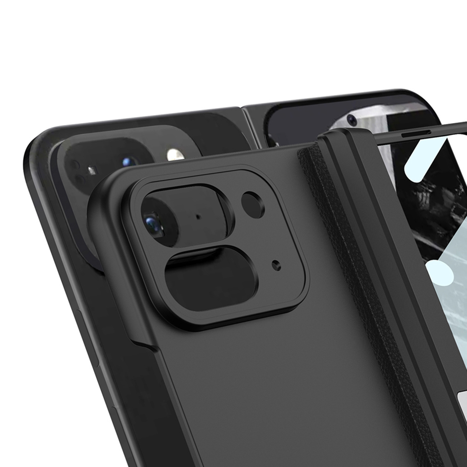 Compatible with Google Pixel 9 Pro Fold phone case, side bracket, hinge, magnetic clasp, full-coverage folding protective case.
