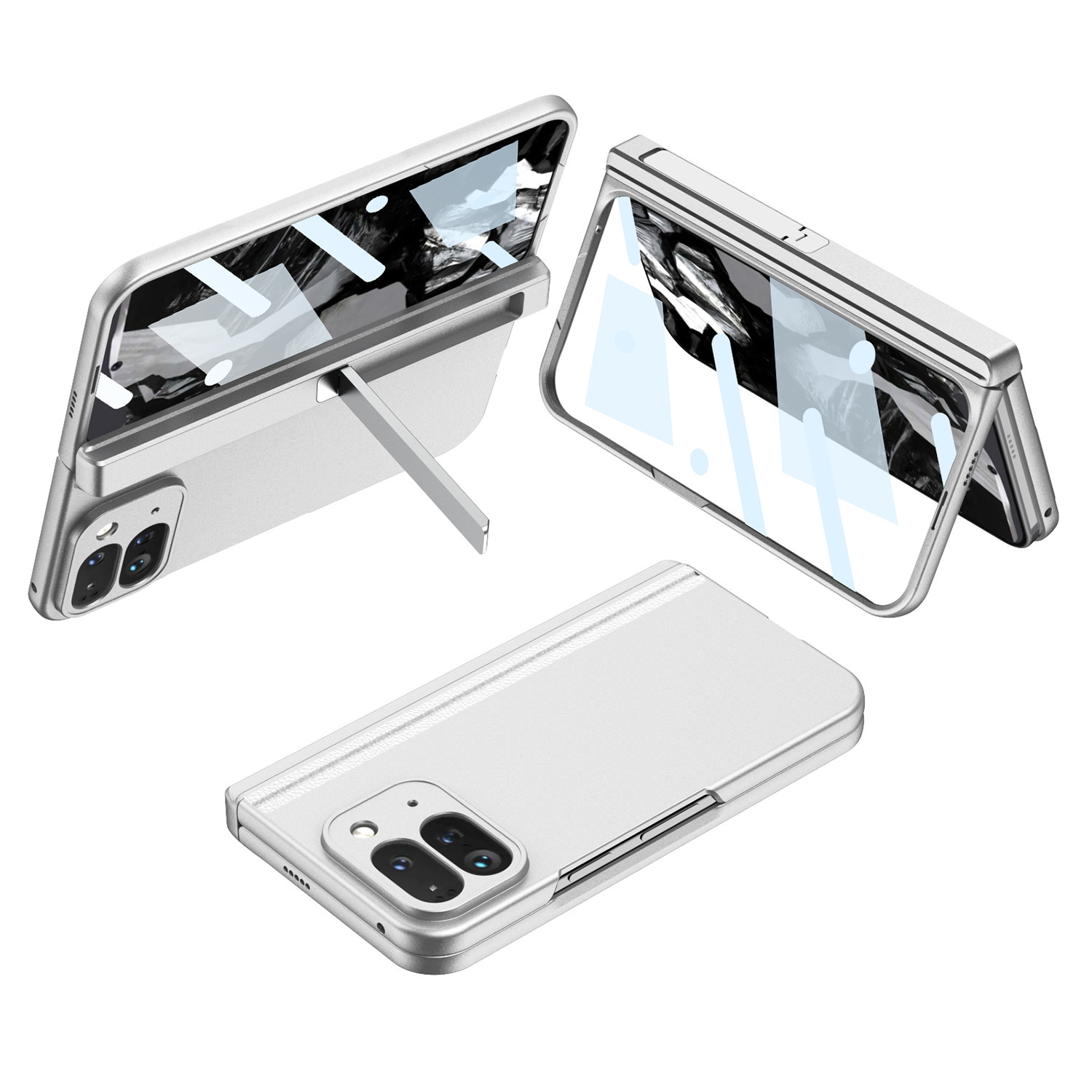 Compatible with Google Pixel 9 Pro Fold phone case, side bracket, hinge, magnetic clasp, full-coverage folding protective case.