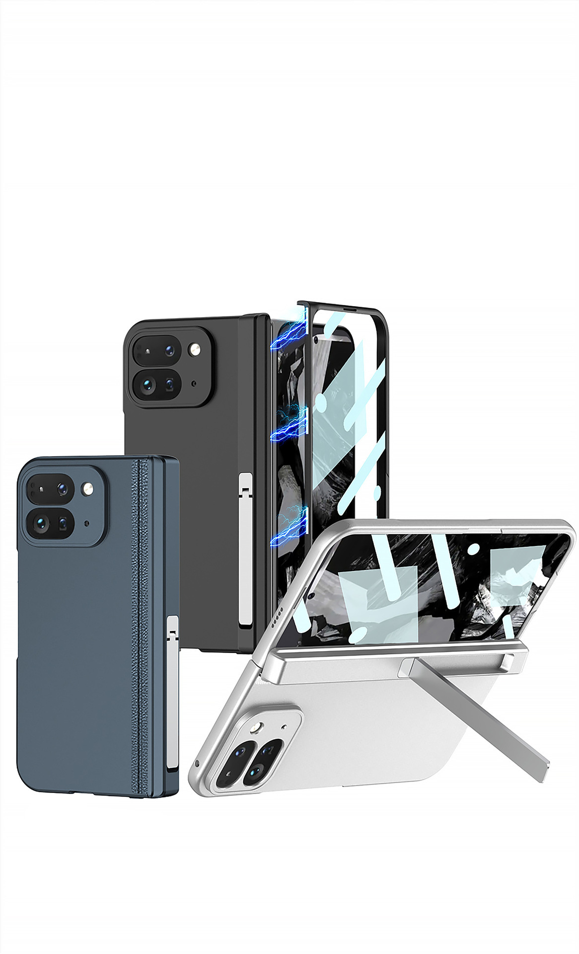 Compatible with Google Pixel 9 Pro Fold phone case, side bracket, hinge, magnetic clasp, full-coverage folding protective case.