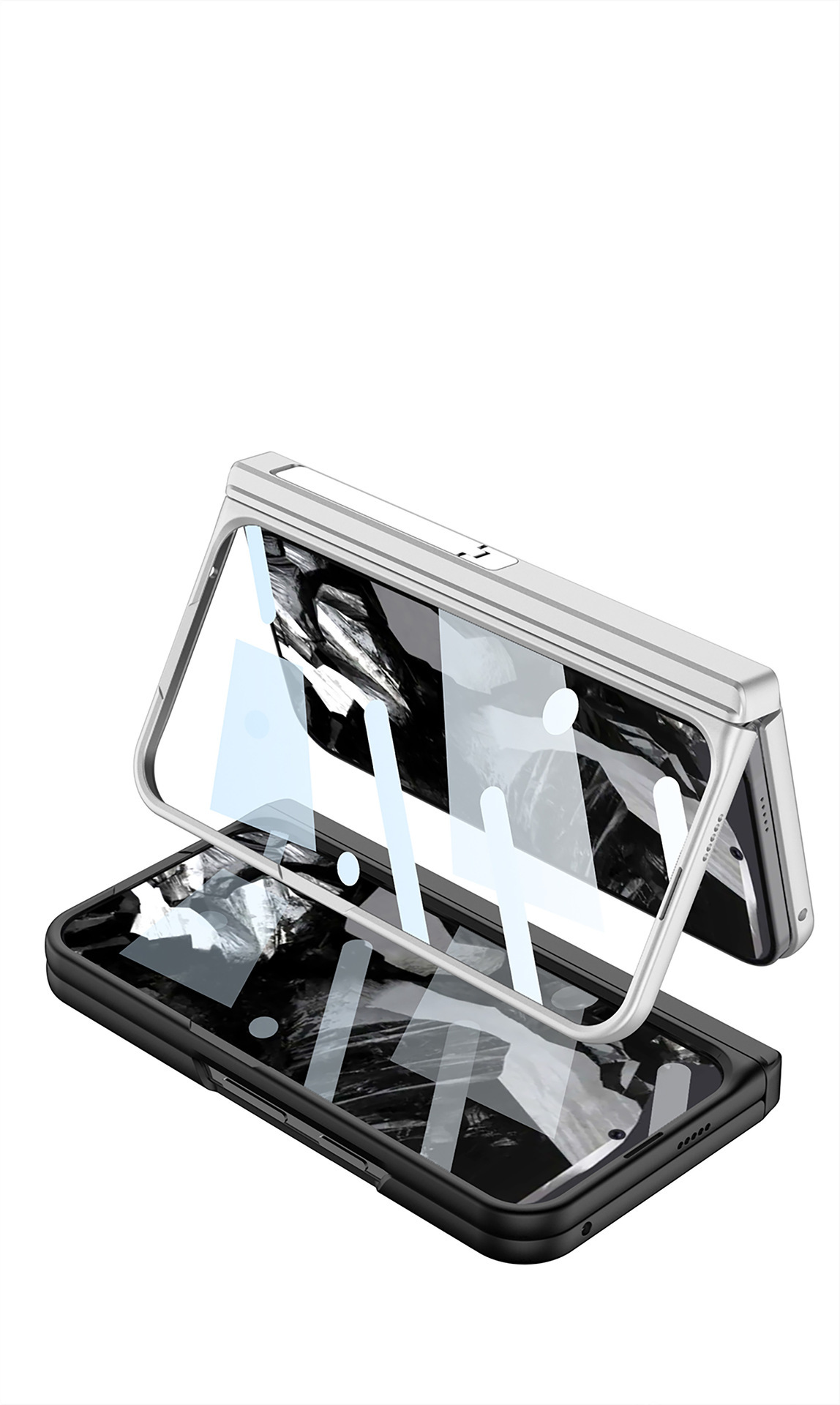 Compatible with Google Pixel 9 Pro Fold phone case, side bracket, hinge, magnetic clasp, full-coverage folding protective case.