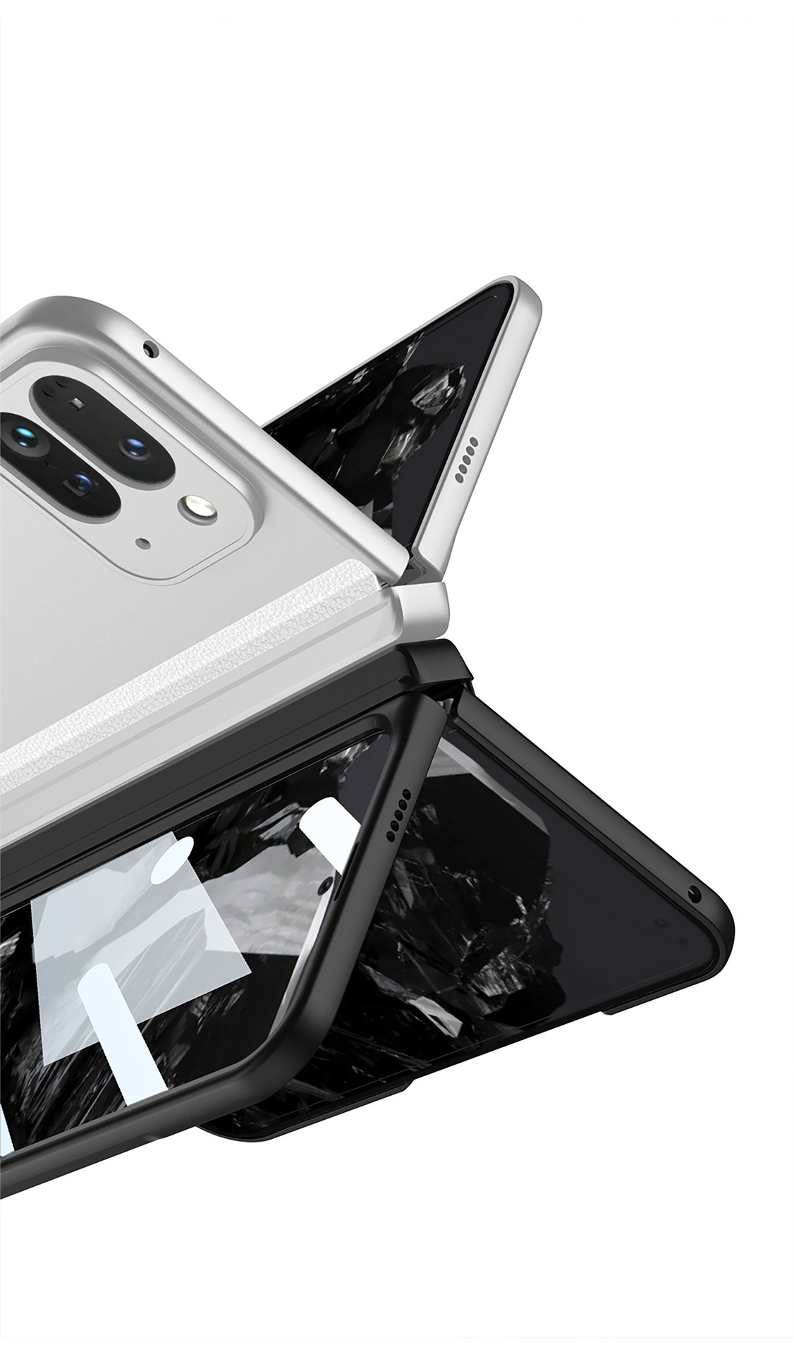 Compatible with Google Pixel 9 Pro Fold phone case, side bracket, hinge, magnetic clasp, full-coverage folding protective case.