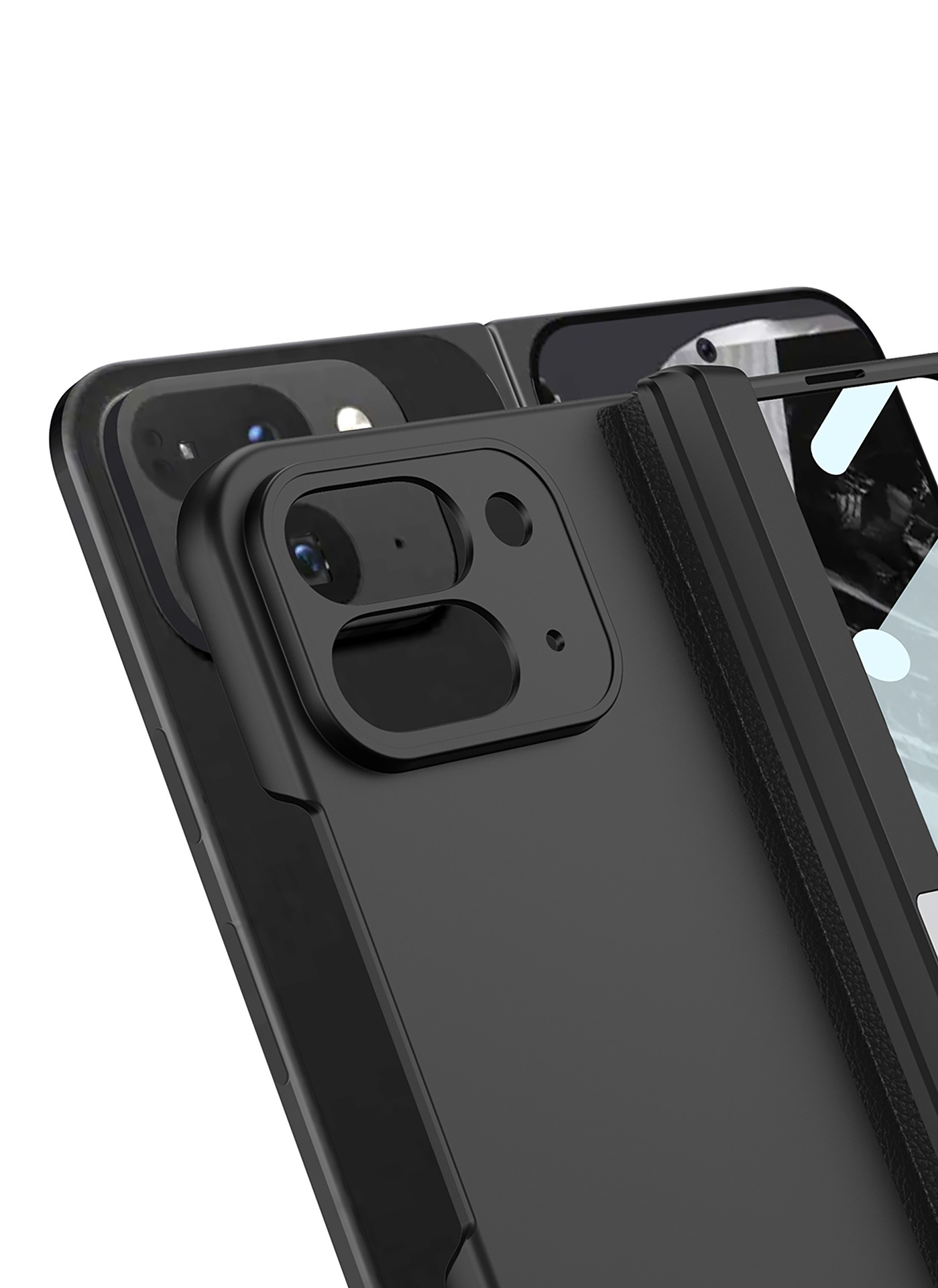Compatible with Google Pixel 9 Pro Fold phone case, side bracket, hinge, magnetic clasp, full-coverage folding protective case.
