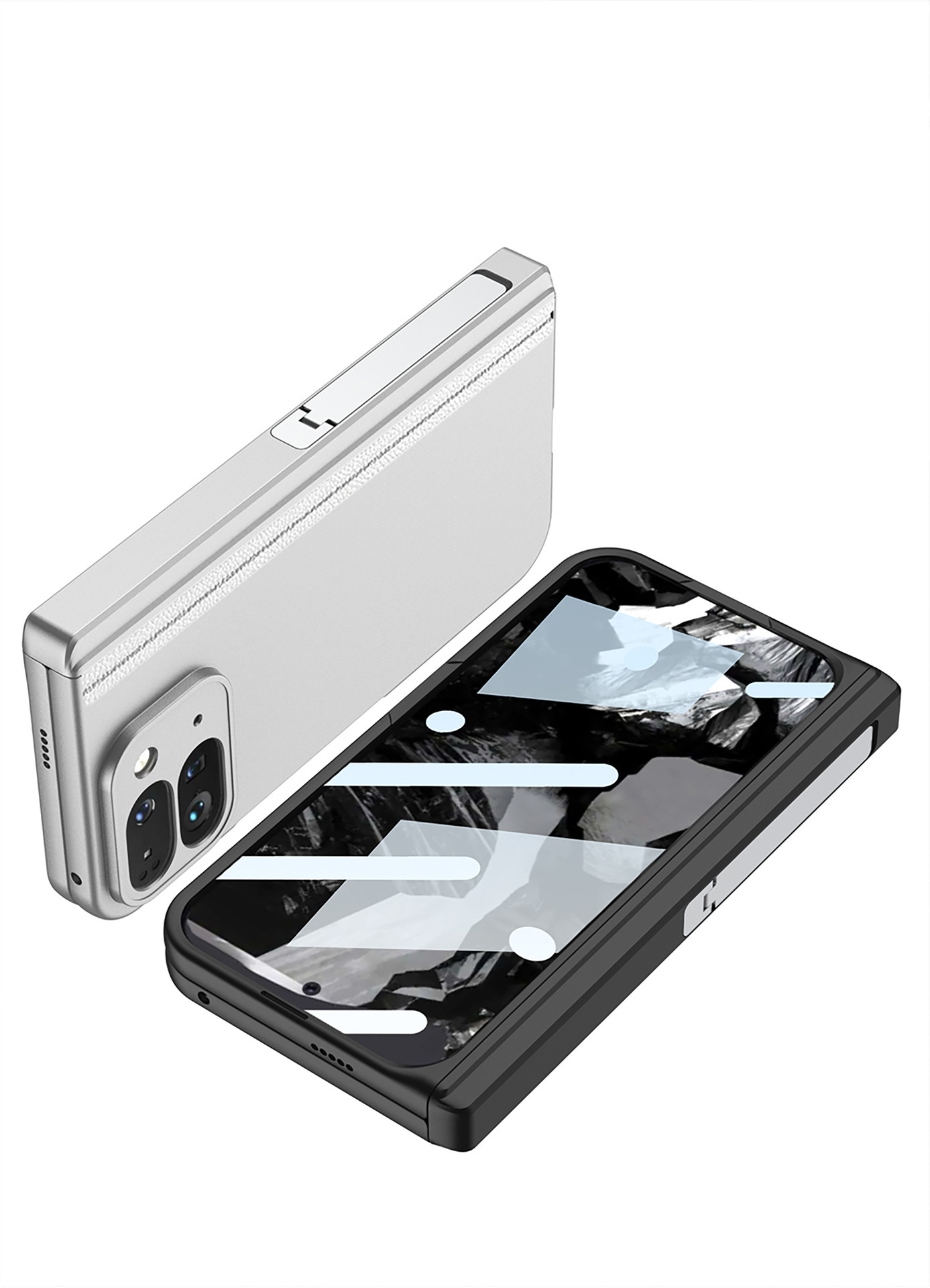 Compatible with Google Pixel 9 Pro Fold phone case, side bracket, hinge, magnetic clasp, full-coverage folding protective case.