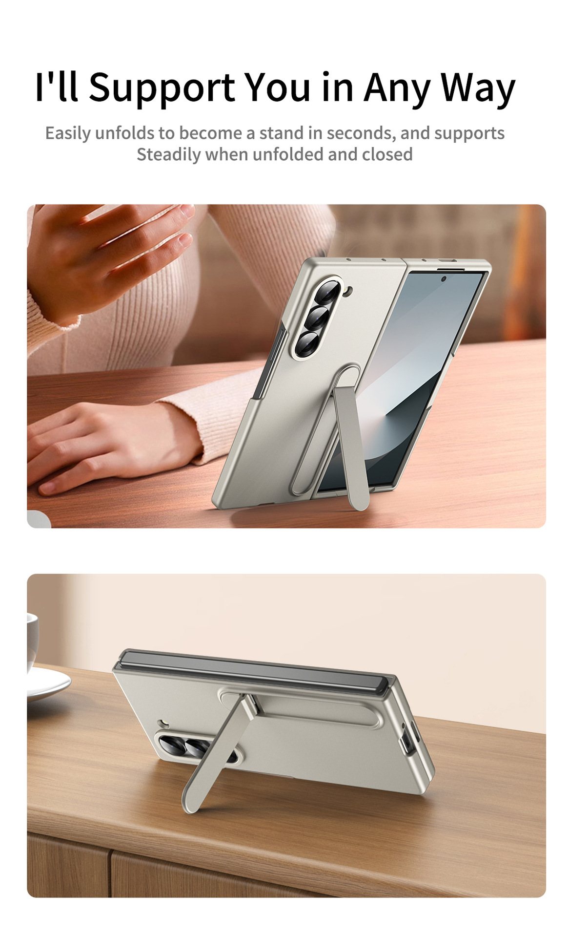 Compatible with Samsung Z Fold8/7 phone case, 6/5 stand, official 4/3 folding screen protective case.