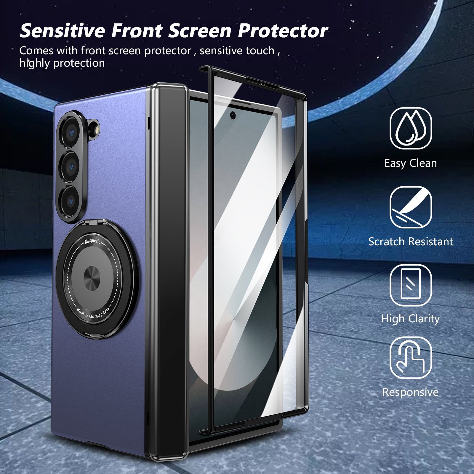Compatible with Samsung Z Fold 8/7 phone case, 6/5 magnetic rotating stand, 4/3 full-coverage drop-proof protective case.