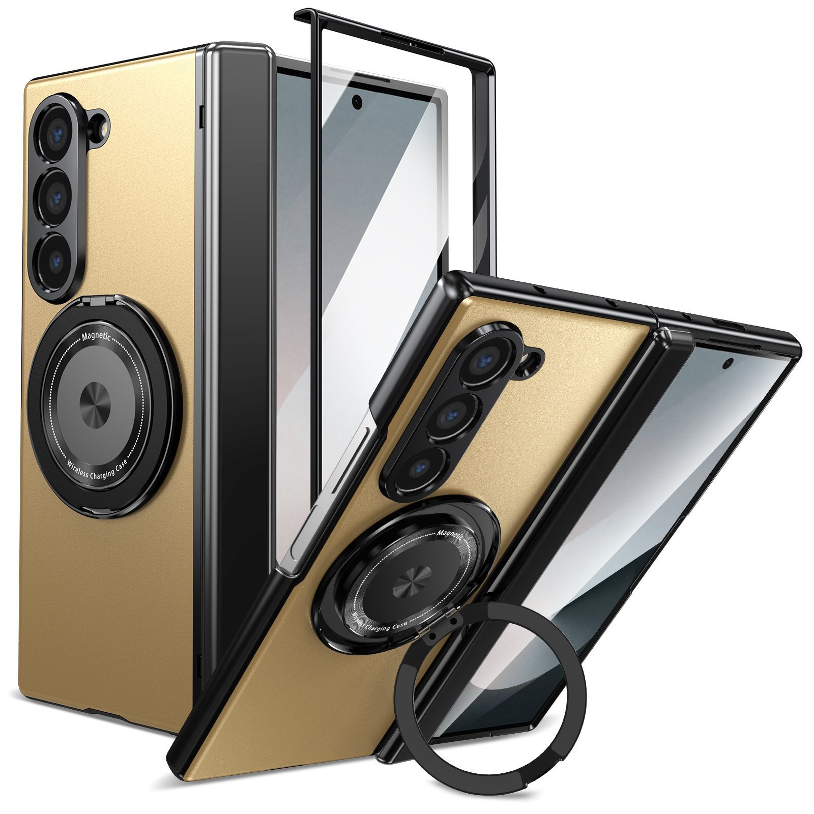 Compatible with Samsung Z Fold 8/7 phone case, 6/5 magnetic rotating stand, 4/3 full-coverage drop-proof protective case.