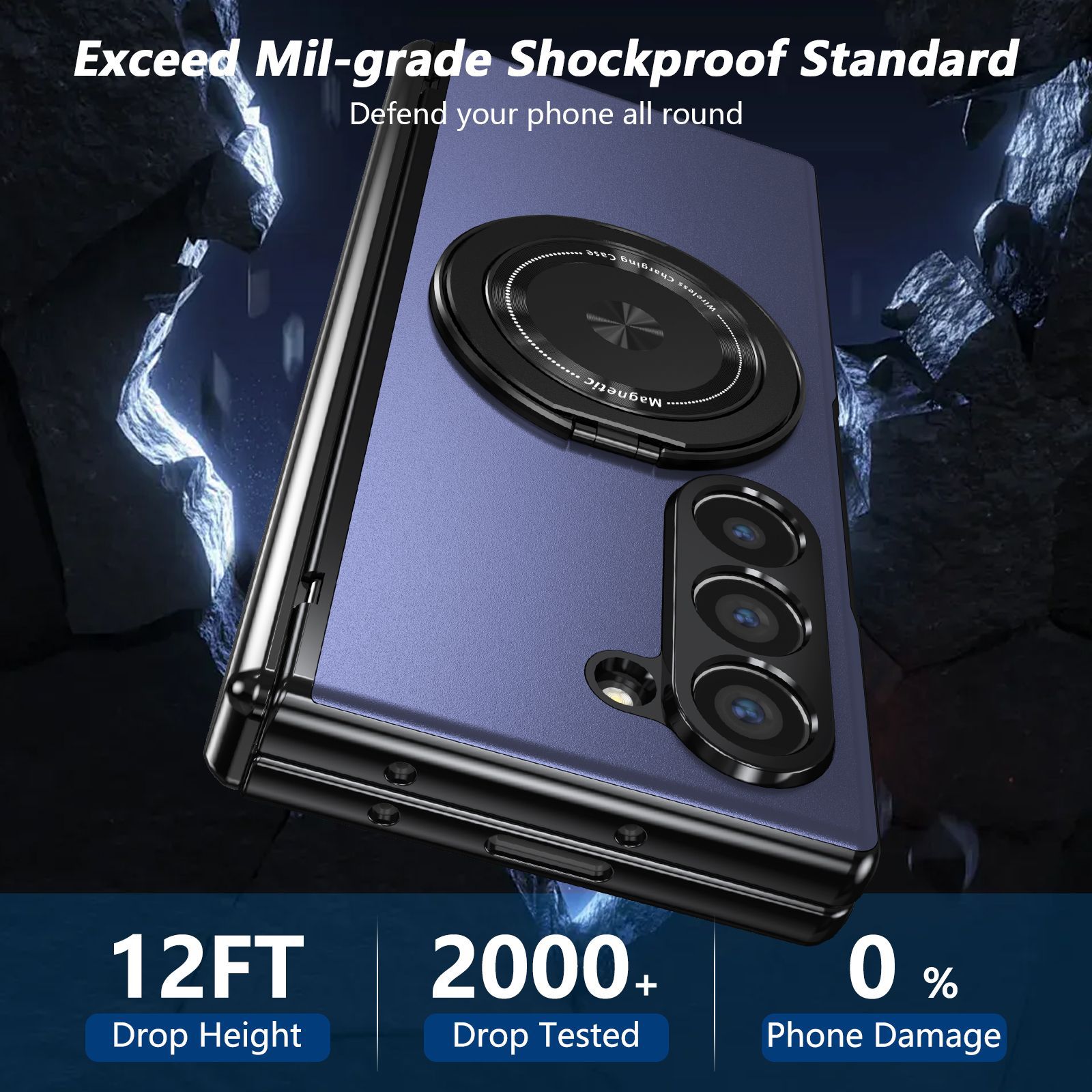 Compatible with Samsung Z Fold 8/7 phone case, 6/5 magnetic rotating stand, 4/3 full-coverage drop-proof protective case.