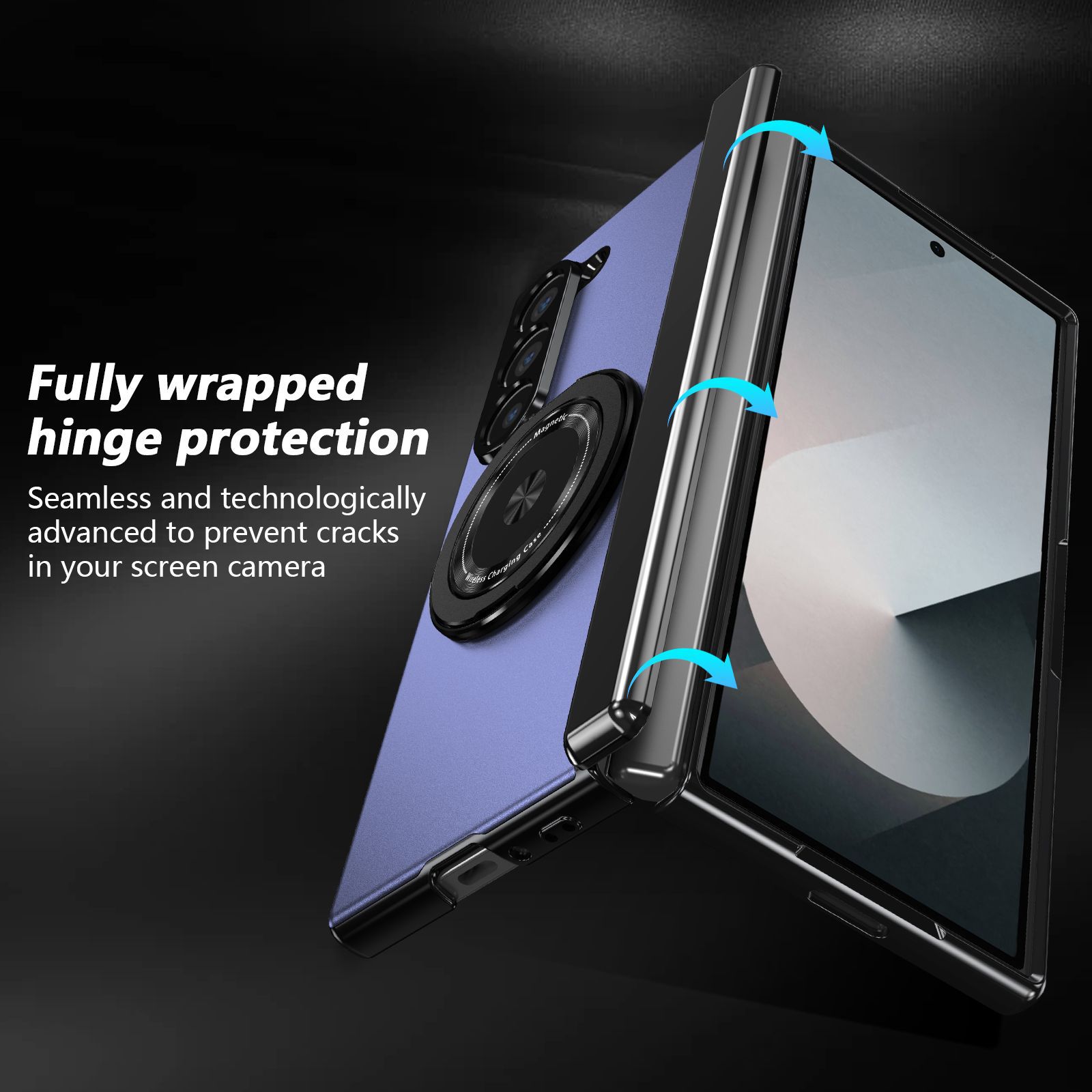 Compatible with Samsung Z Fold 8/7 phone case, 6/5 magnetic rotating stand, 4/3 full-coverage drop-proof protective case.