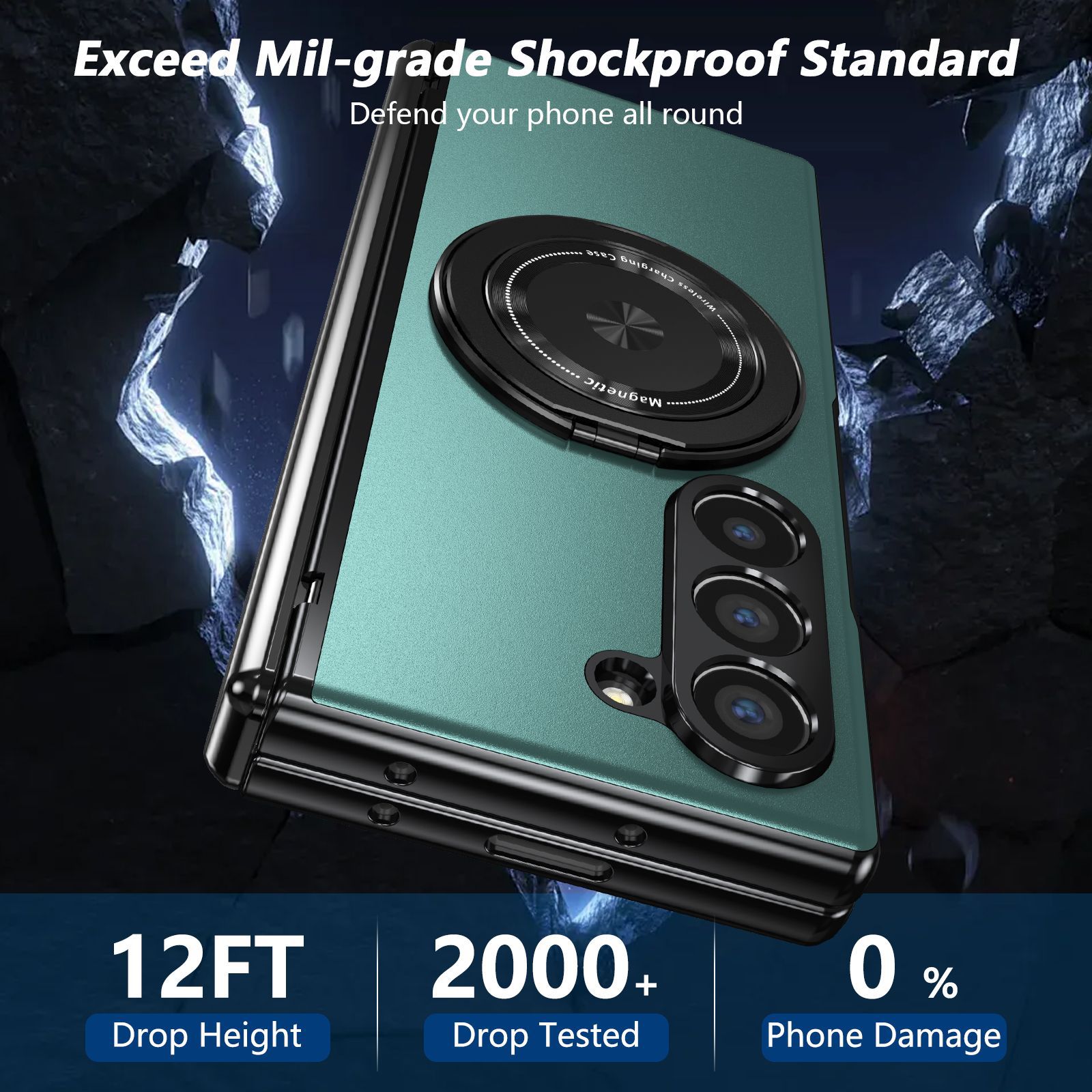 Compatible with Samsung Z Fold 8/7 phone case, 6/5 magnetic rotating stand, 4/3 full-coverage drop-proof protective case.