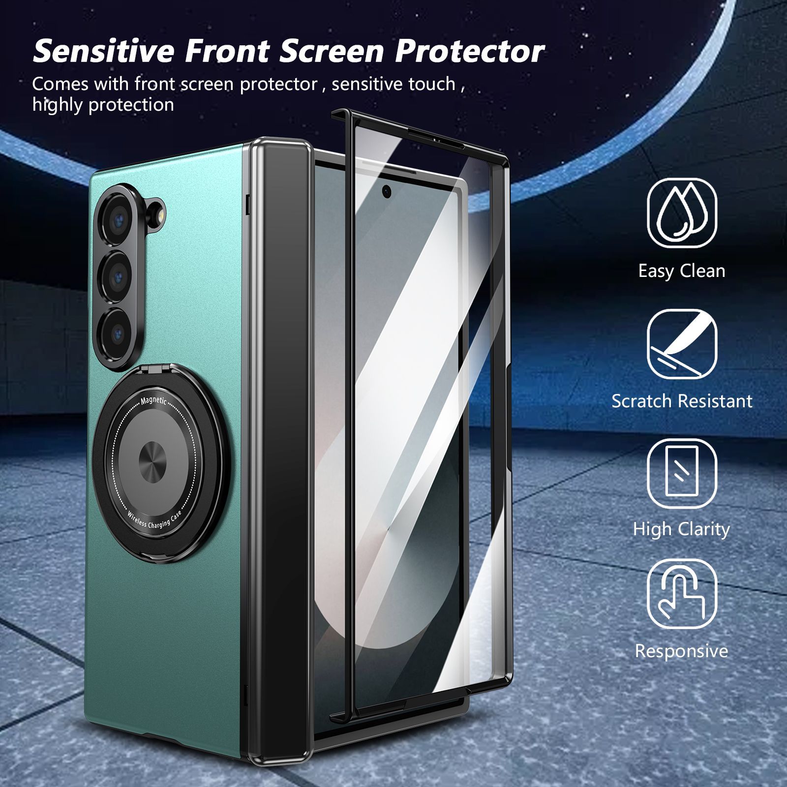 Compatible with Samsung Z Fold 8/7 phone case, 6/5 magnetic rotating stand, 4/3 full-coverage drop-proof protective case.