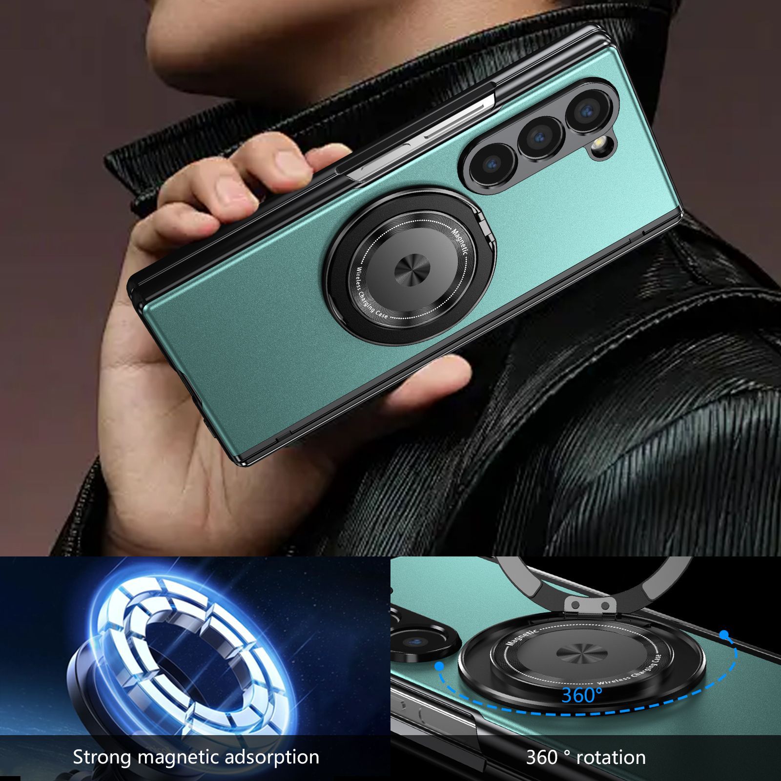Compatible with Samsung Z Fold 8/7 phone case, 6/5 magnetic rotating stand, 4/3 full-coverage drop-proof protective case.